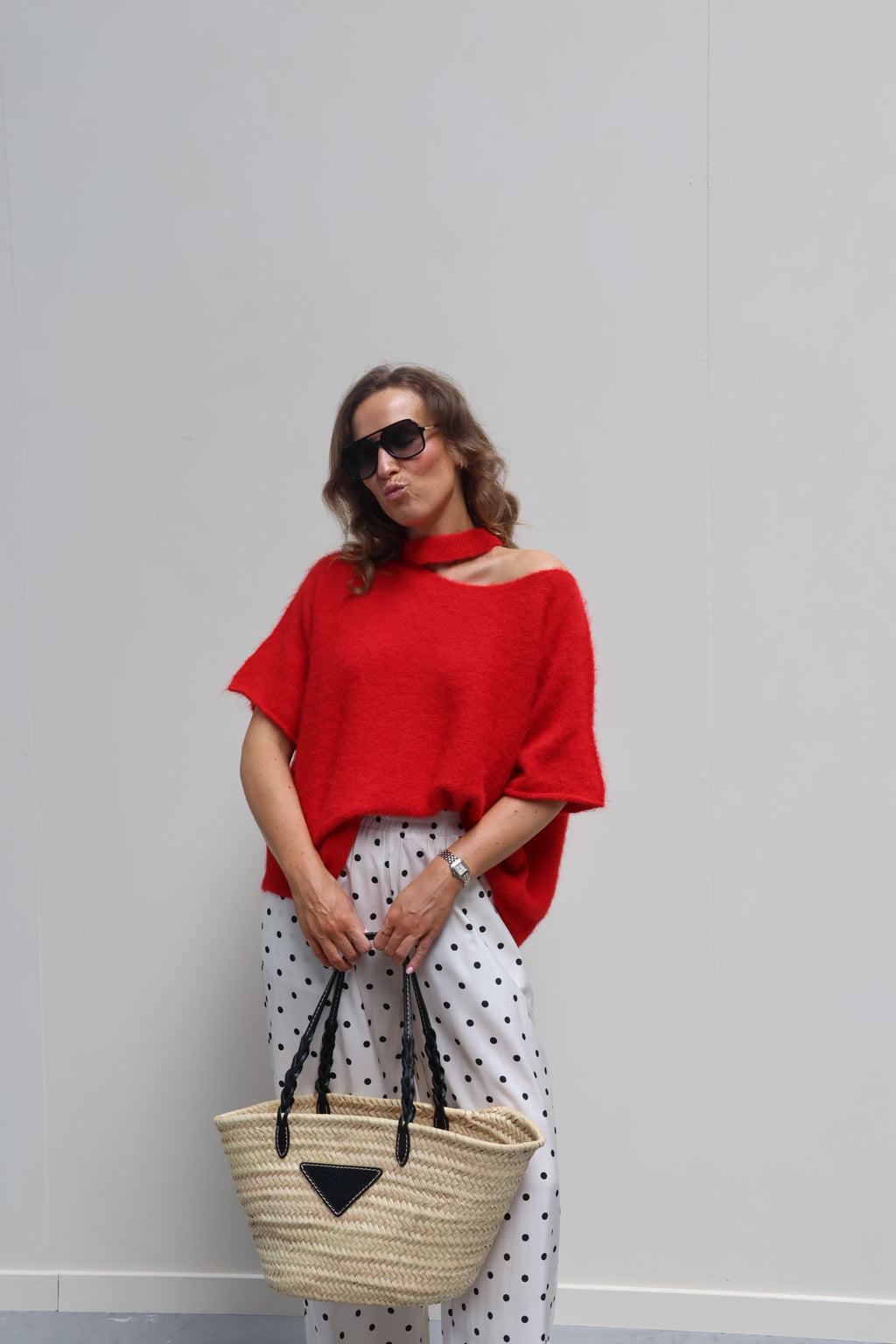 Tille knit met detail rood