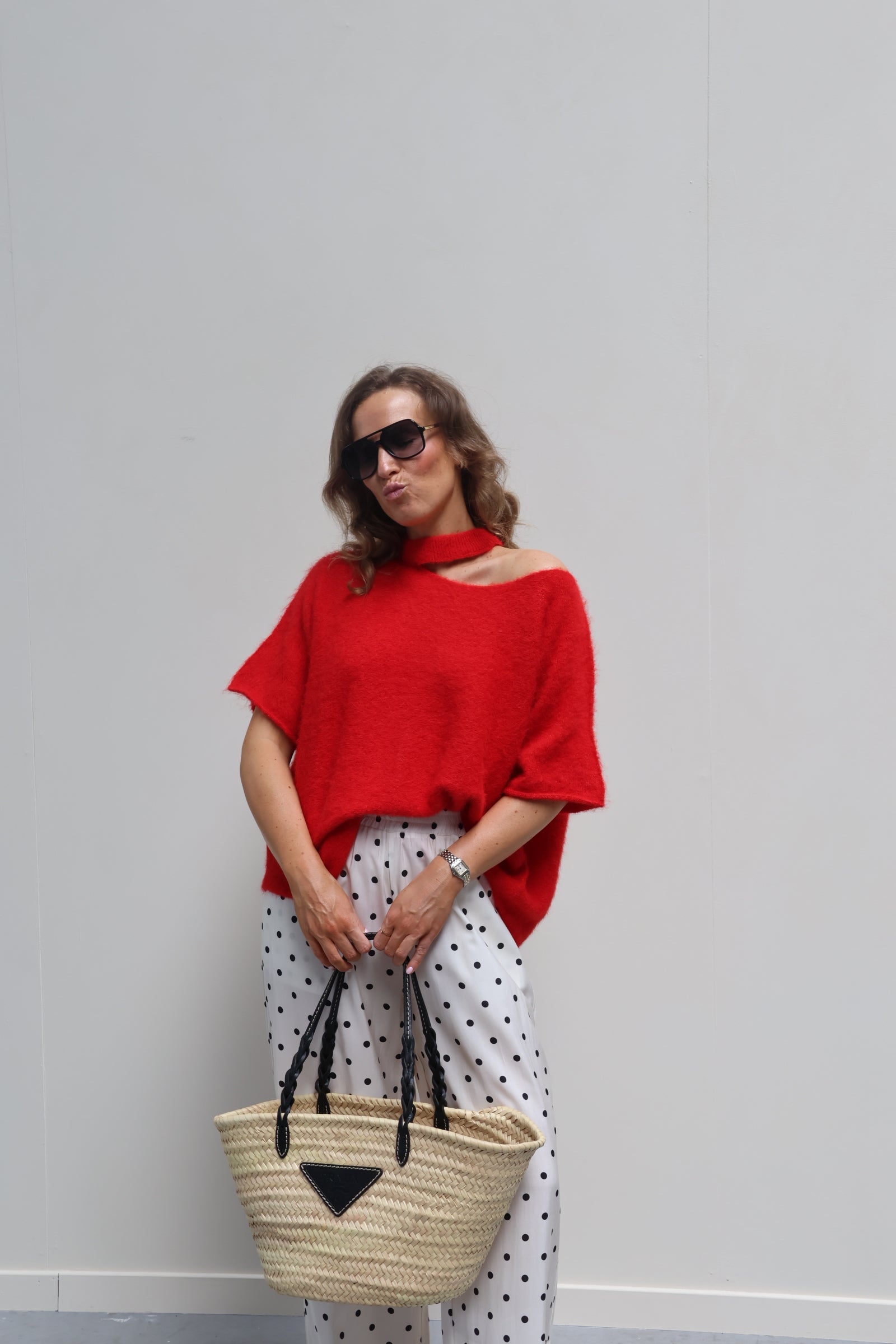 Tille knit met detail rood