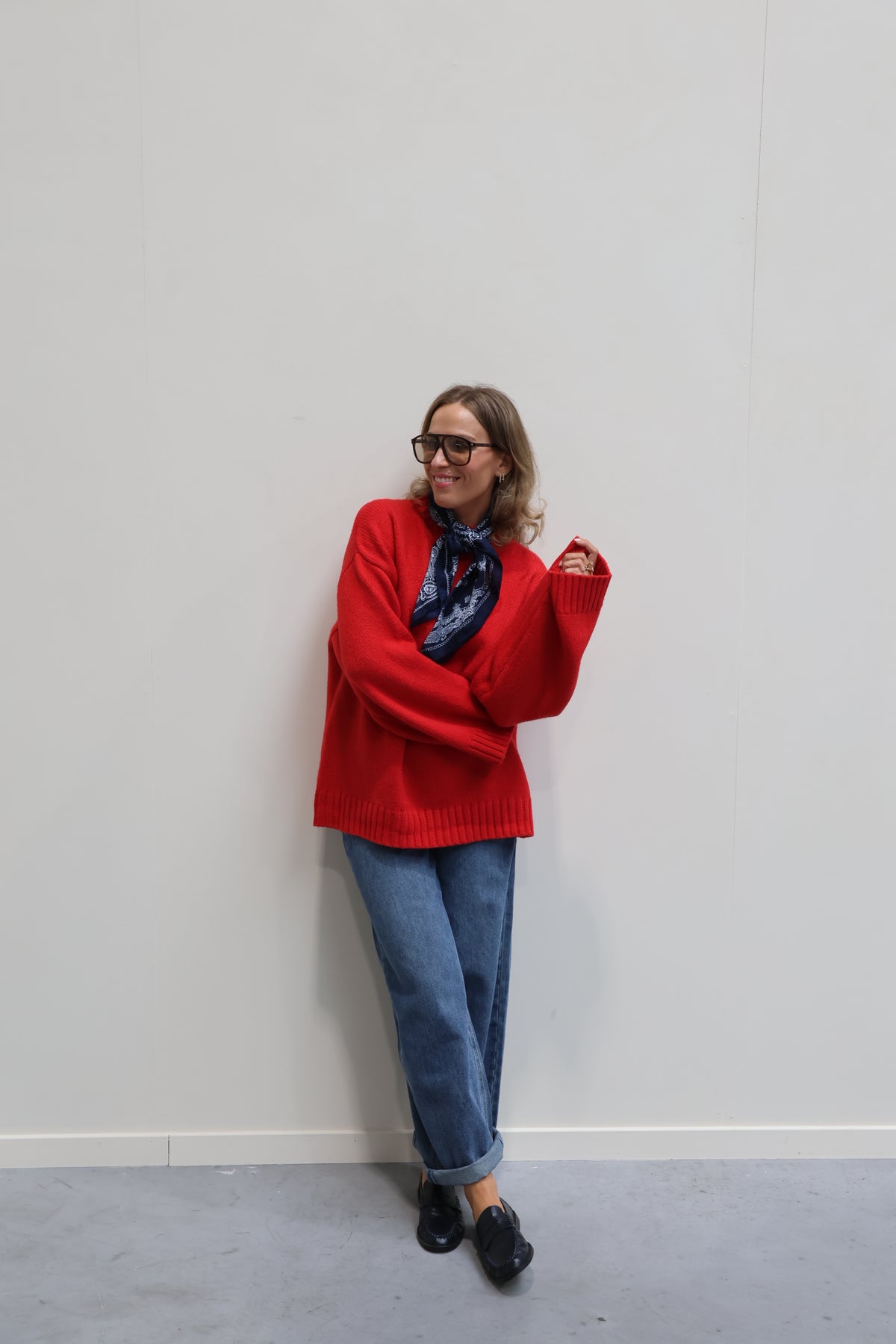 Senna trui met wijde mouw rood