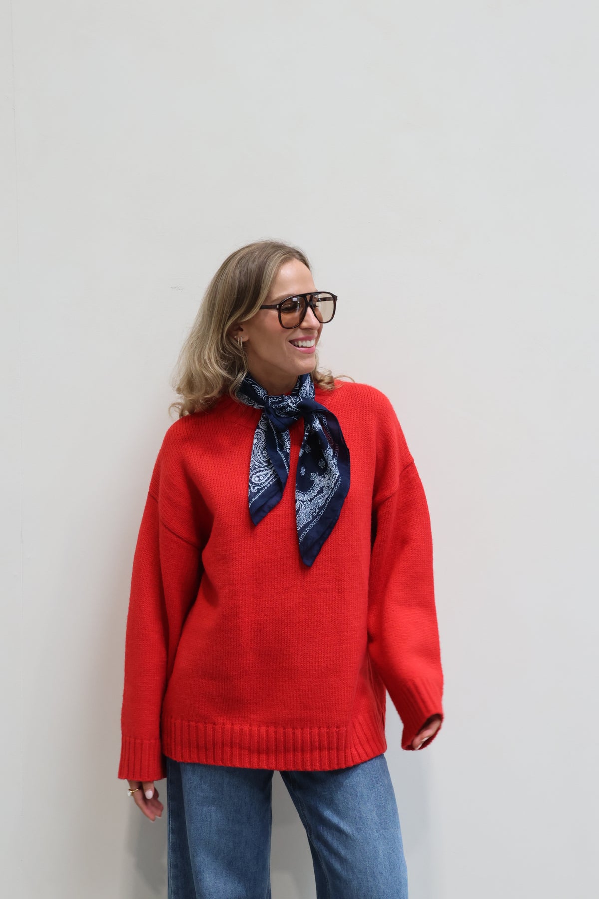 Senna trui met wijde mouw rood