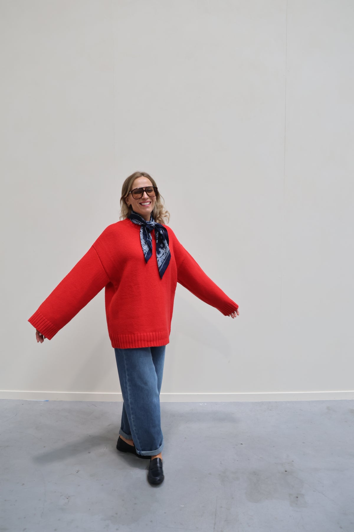 Senna trui met wijde mouw rood