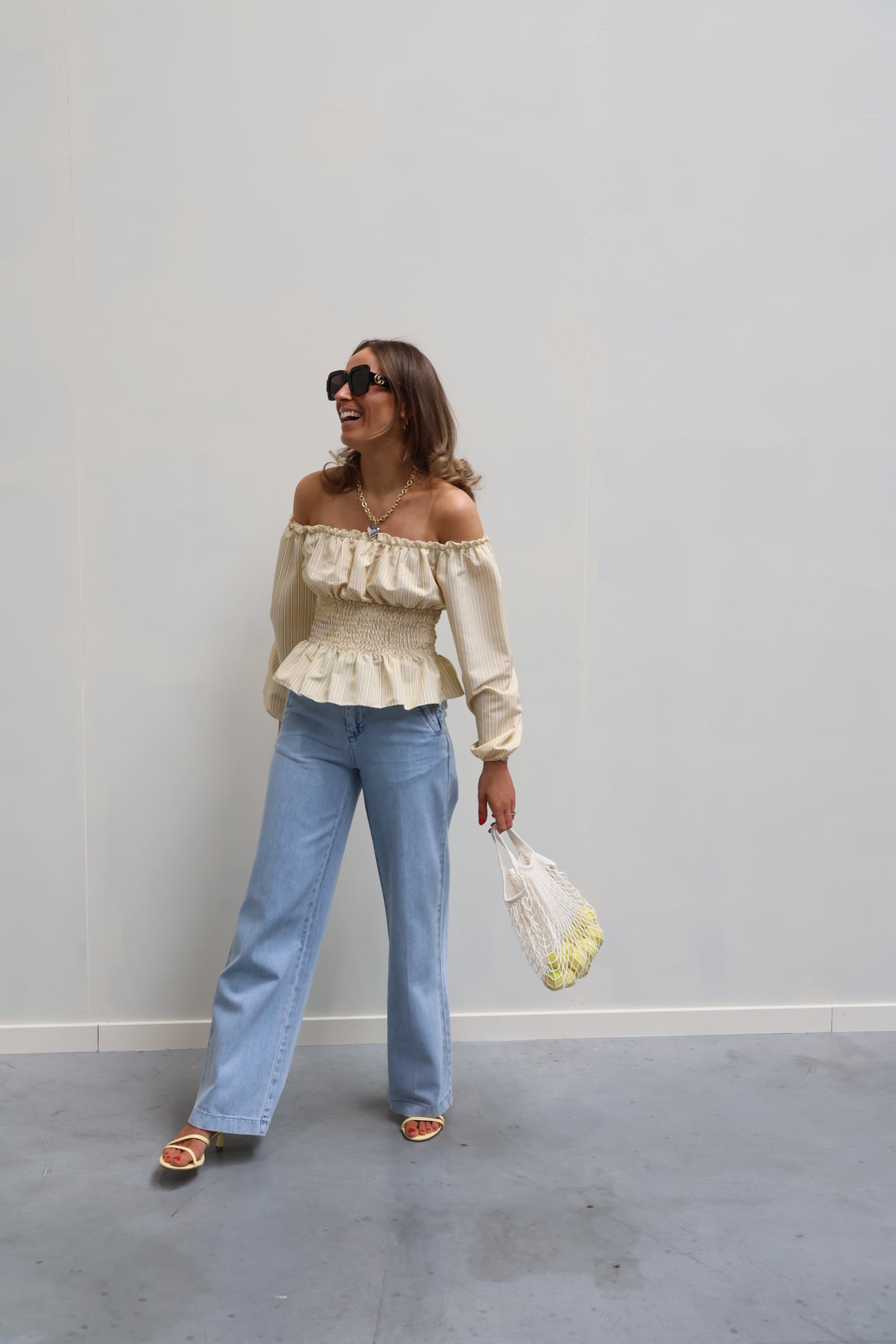 Rafaella offshoulder blouse geel