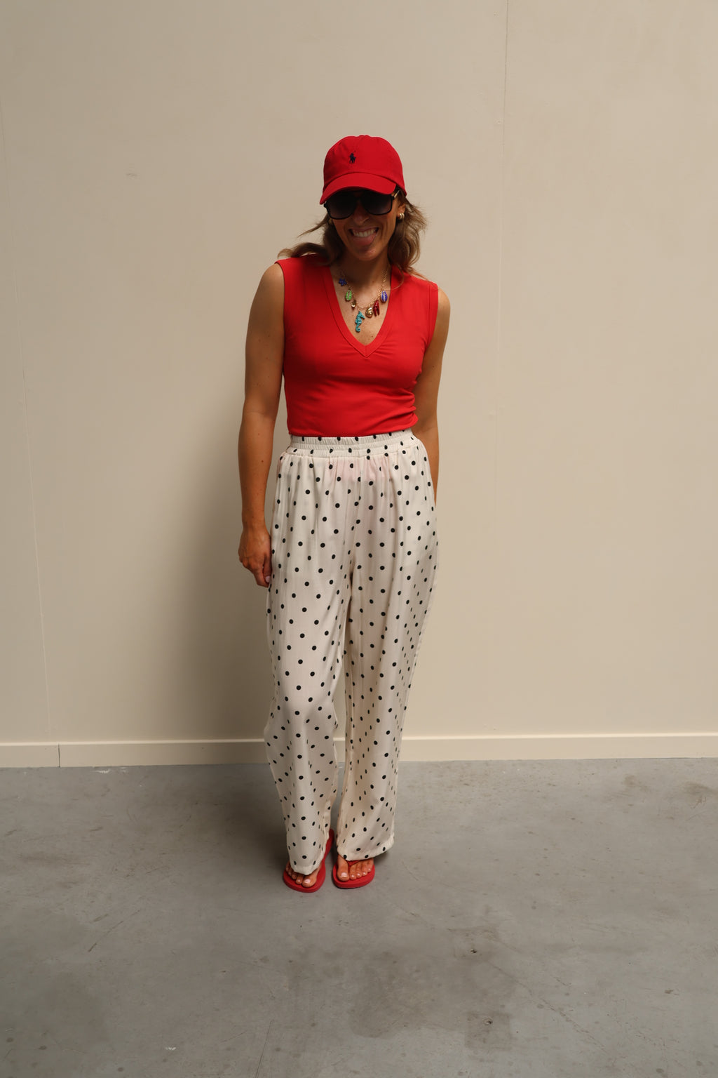 Ellie top met v-hals rood