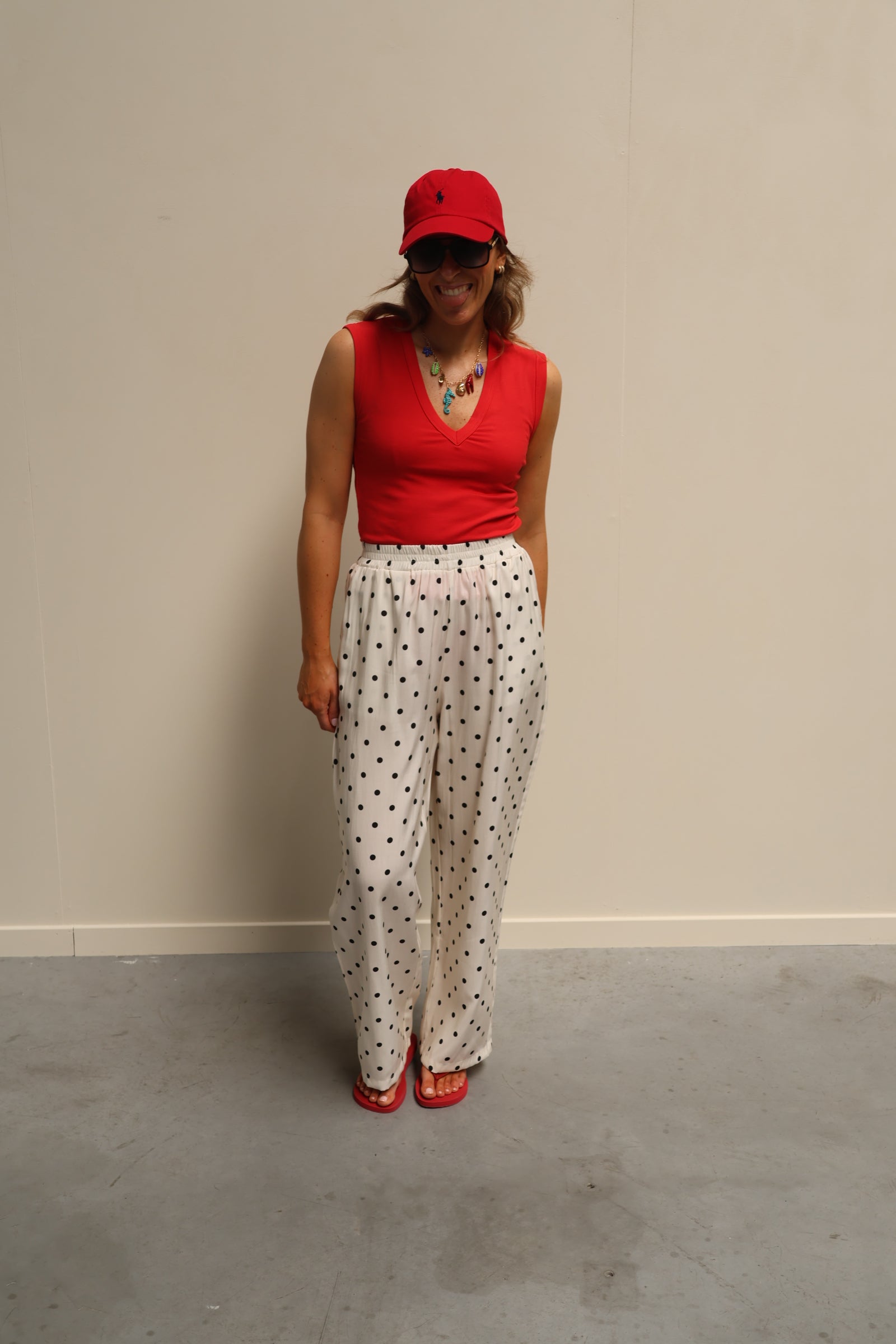 Ellie top met v-hals rood
