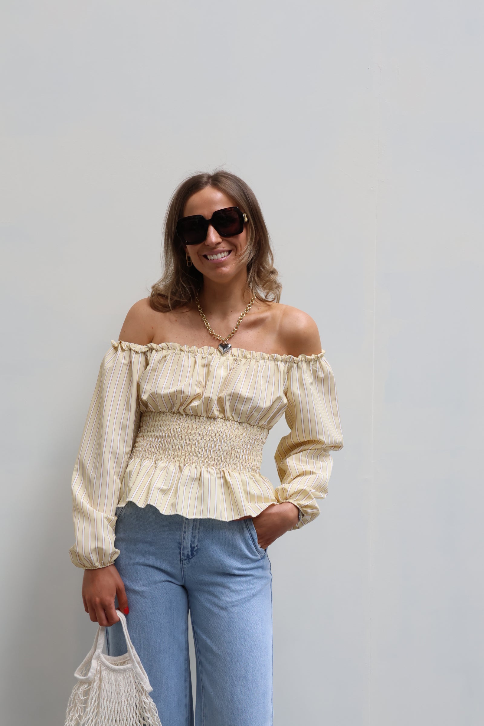 Rafaella offshoulder blouse geel