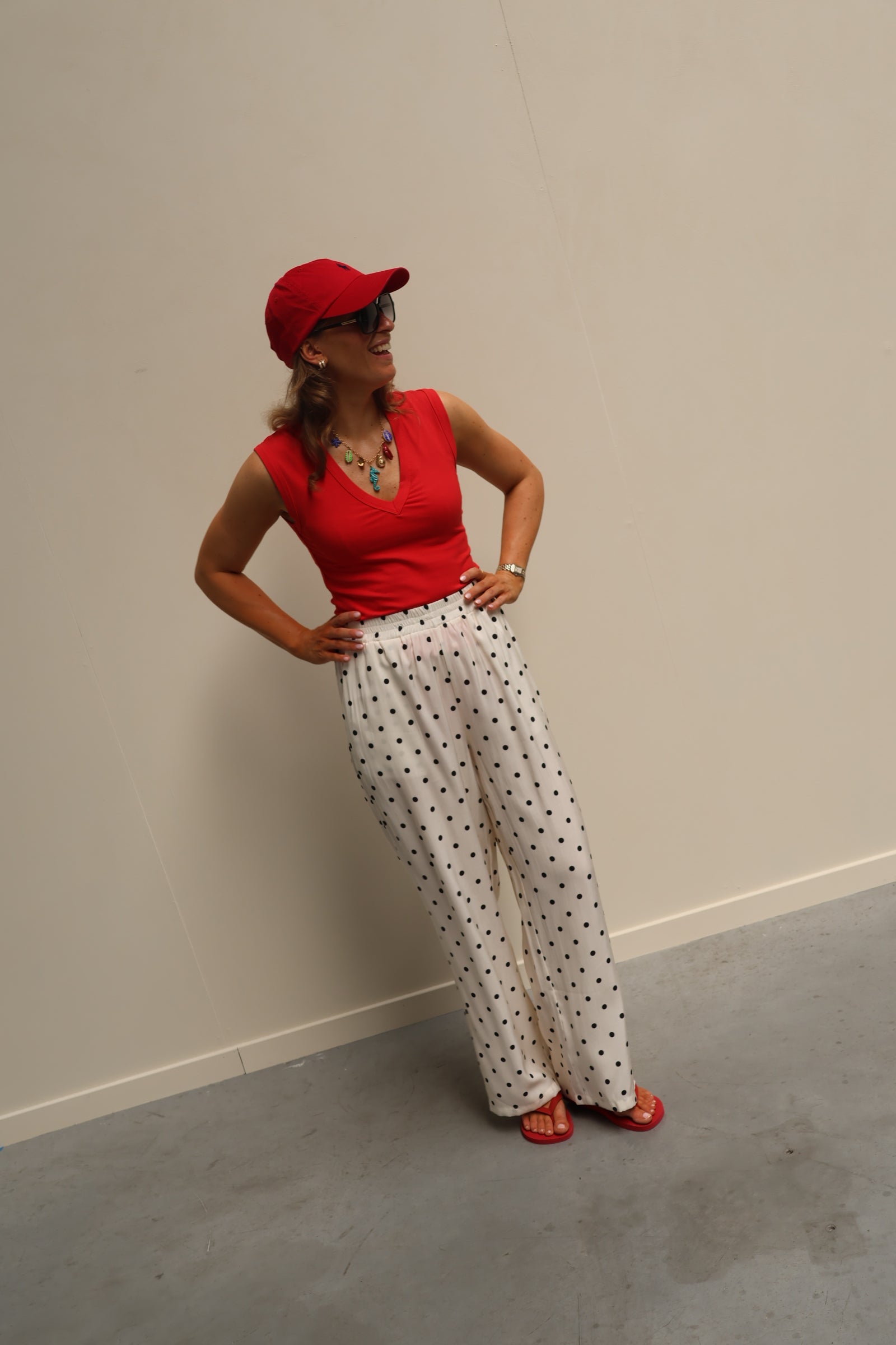 Ellie top met v-hals rood
