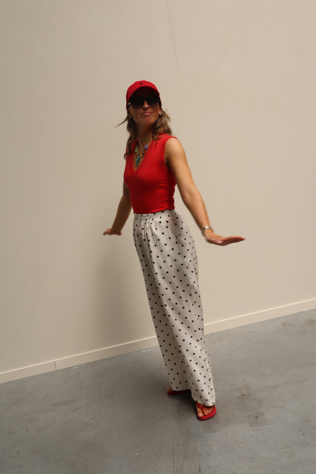 Ellie top met v-hals rood