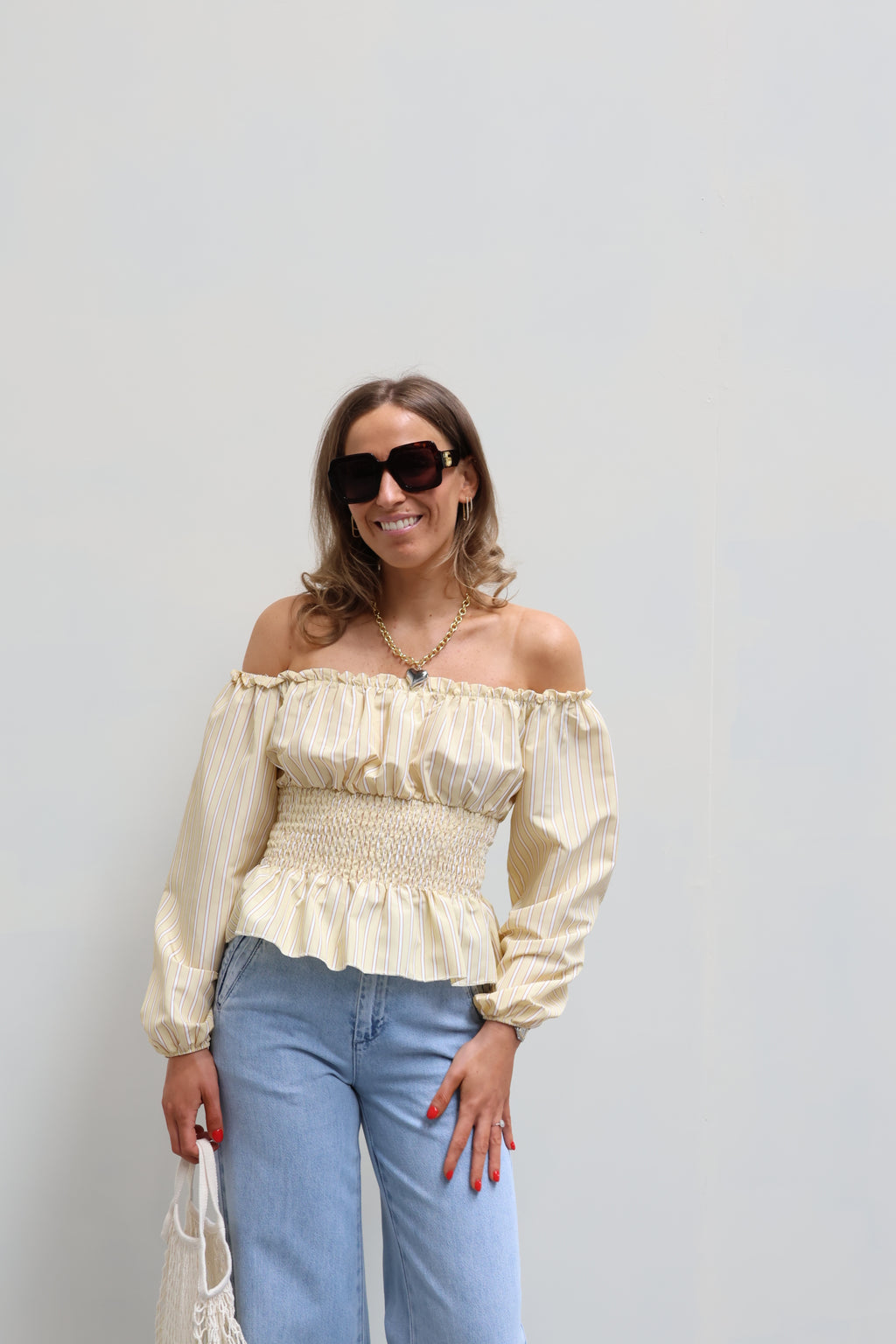 Rafaella offshoulder blouse geel