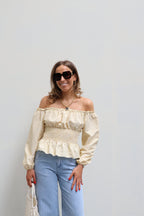Rafaella offshoulder blouse geel