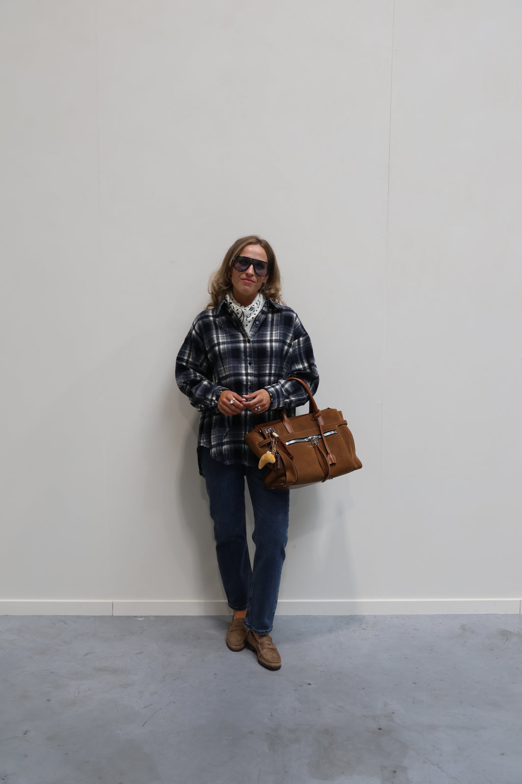 Gitte oversized geruit hemd marine