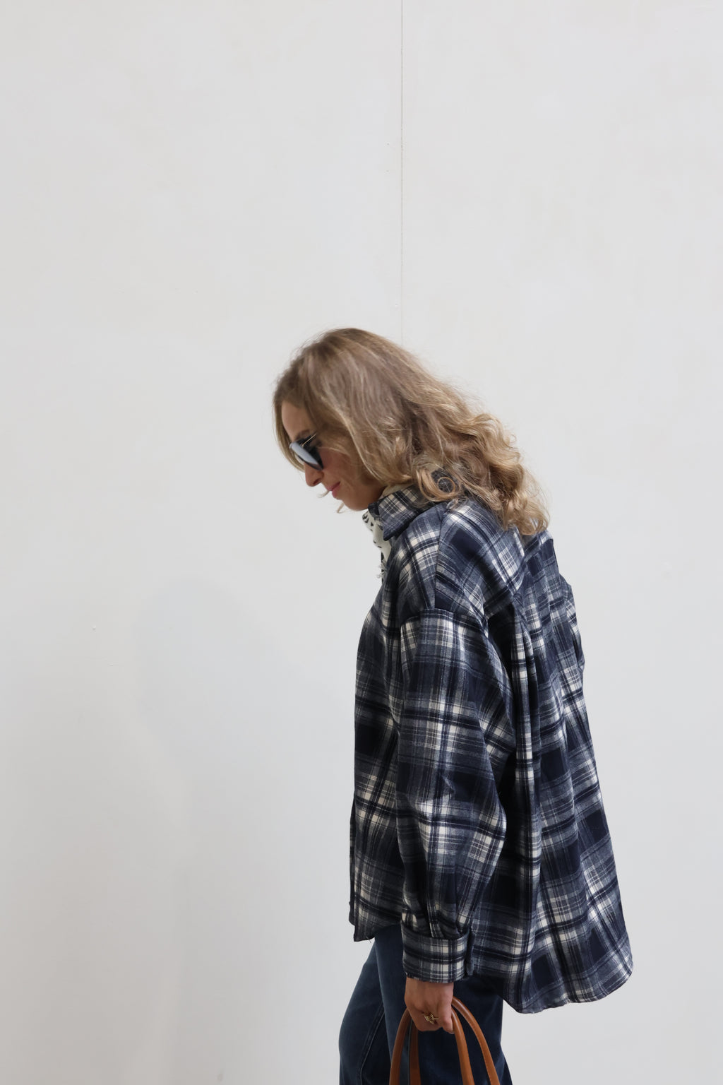 Gitte oversized geruit hemd marine