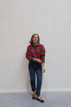 Hailey trui gestreept met polokraag en cropped detail
