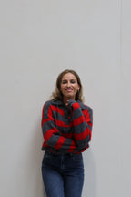 Hailey trui gestreept met polokraag en cropped detail