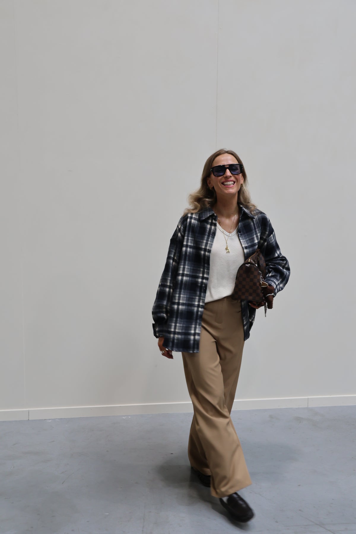 Gitte oversized geruit hemd marine
