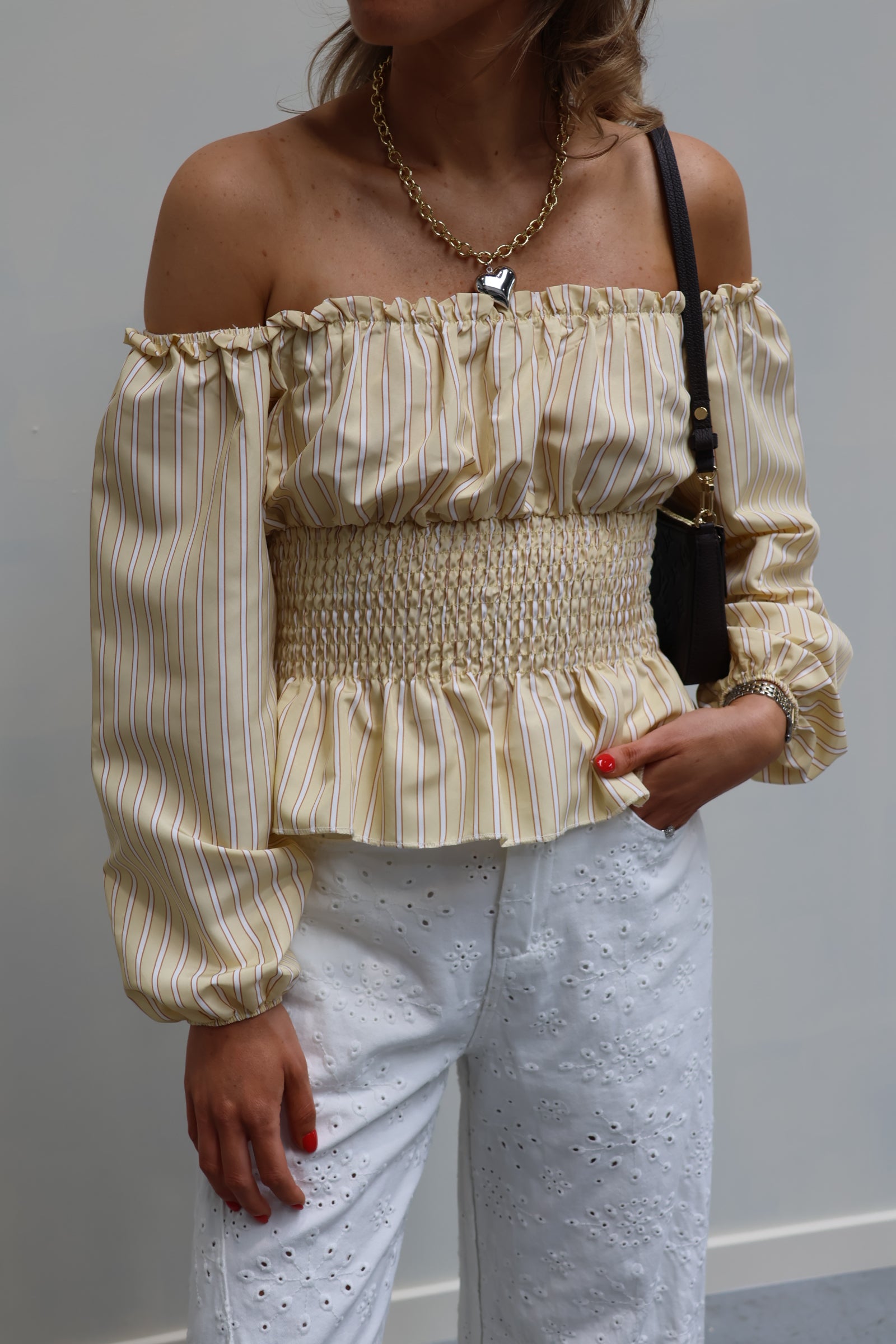 Rafaella offshoulder blouse geel