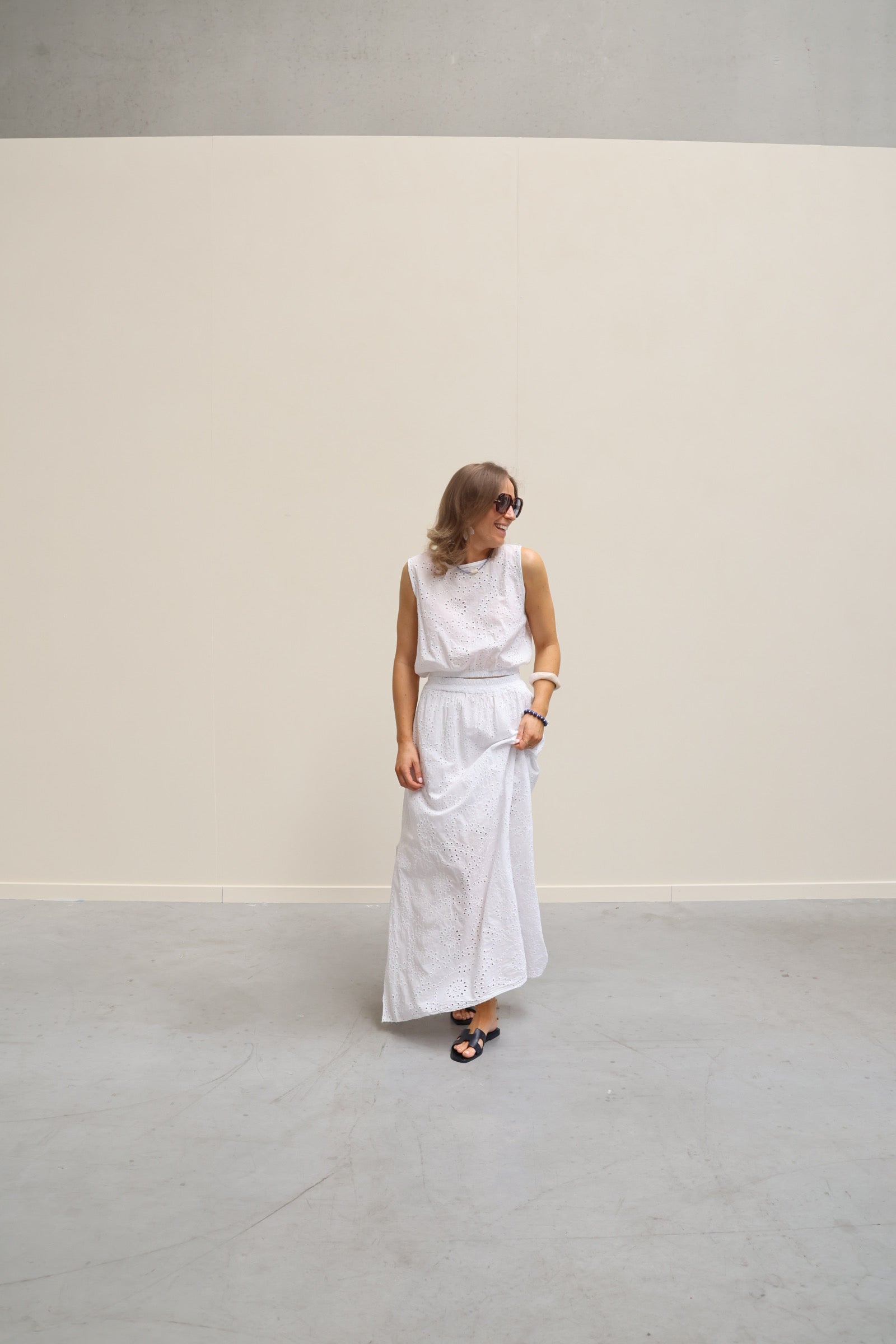 Olivia broderie set wit