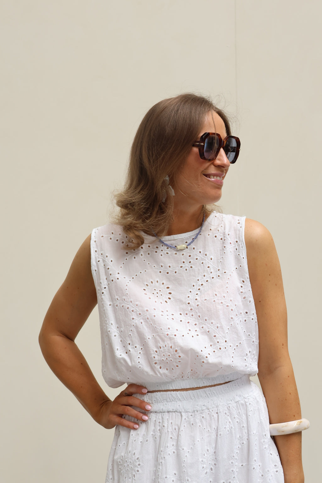 Olivia broderie set wit