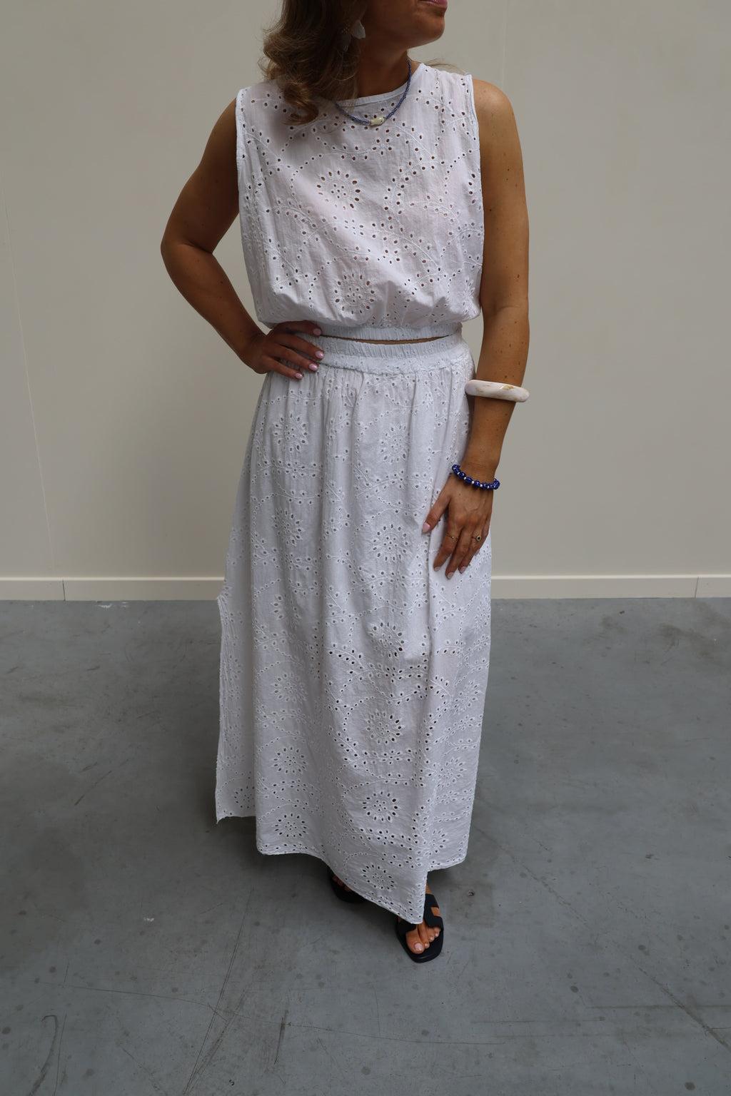 Olivia broderie set wit