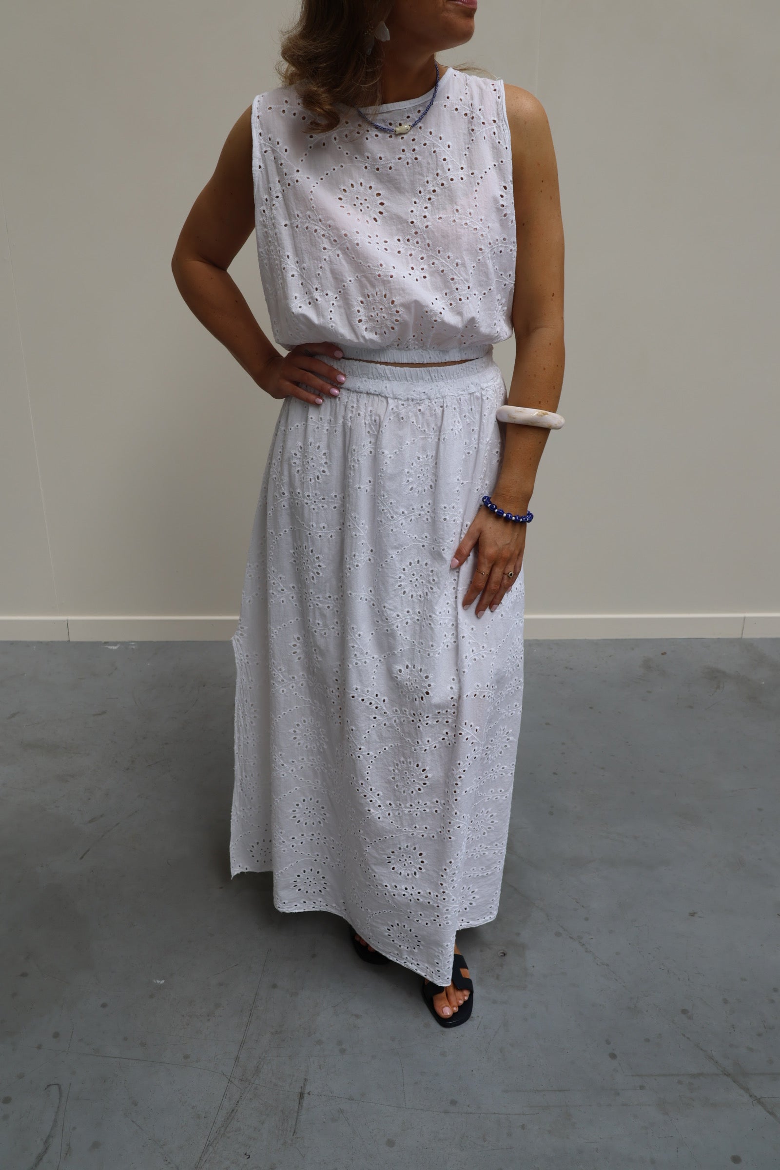 Olivia broderie set wit