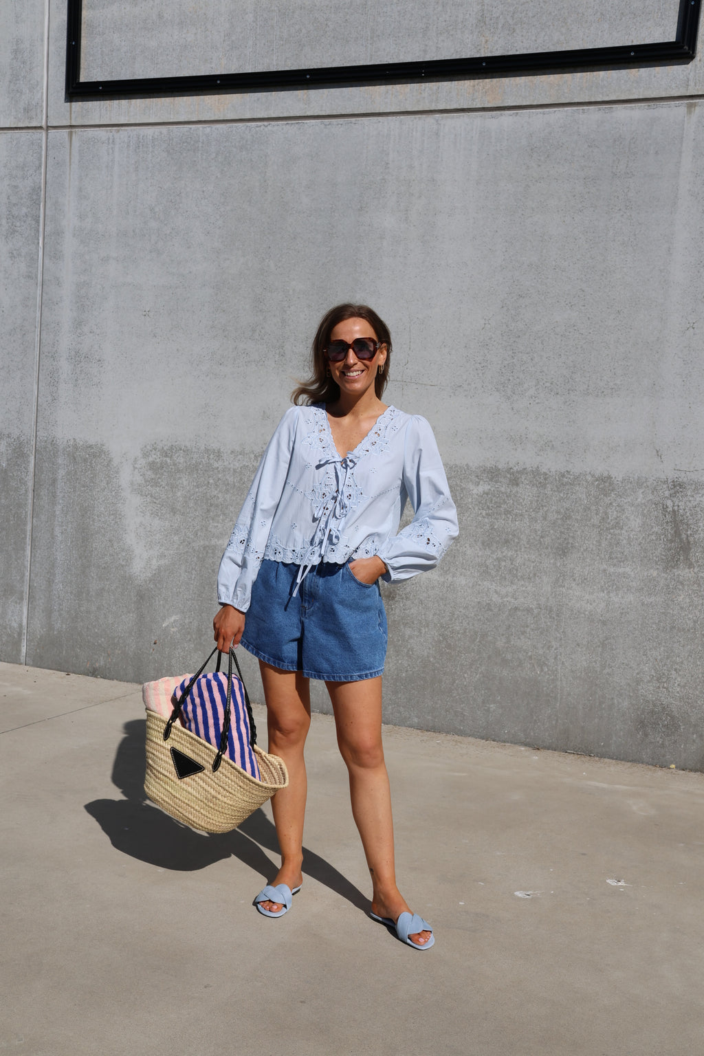 Nena blouse met details blauw