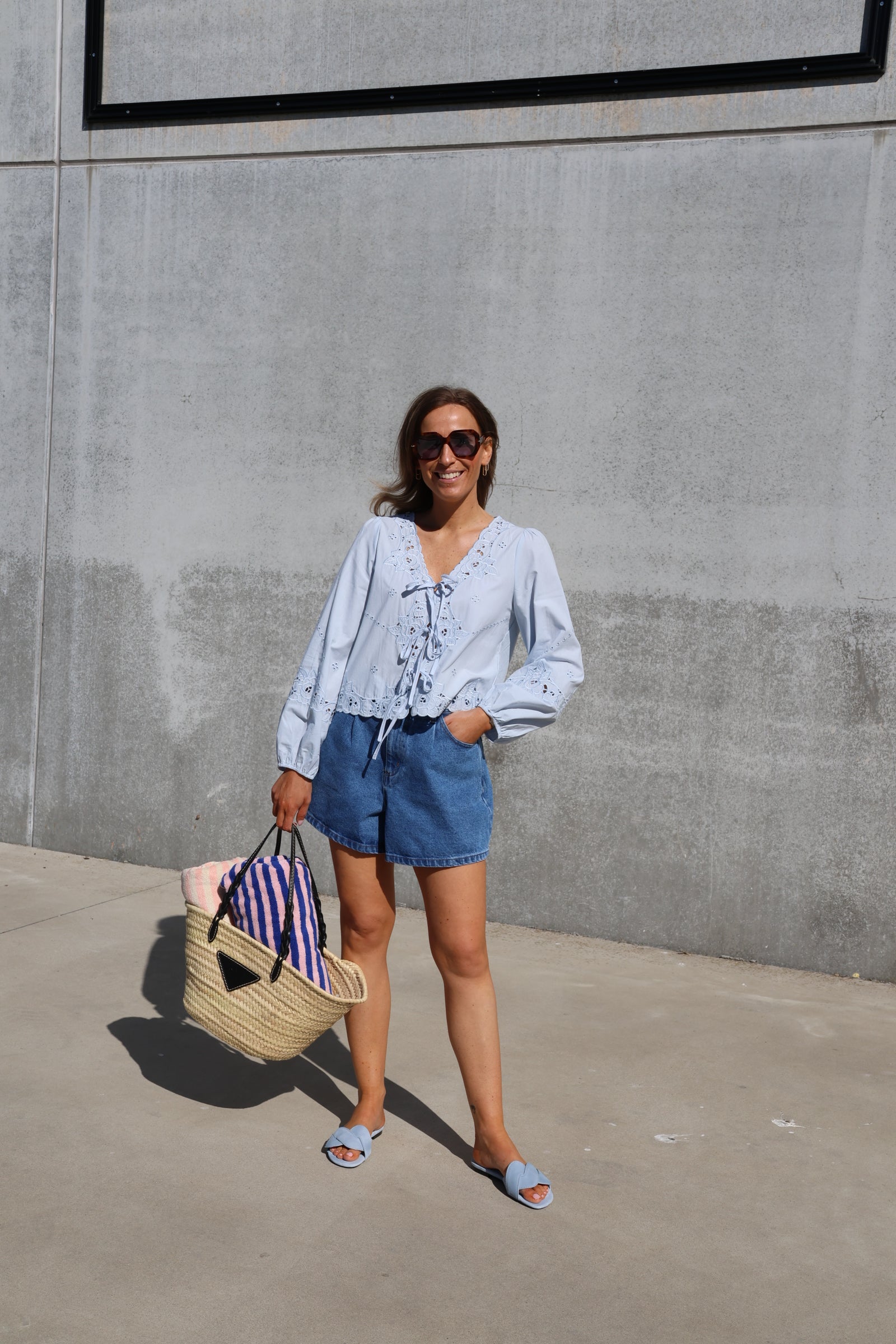 Nena blouse met details blauw