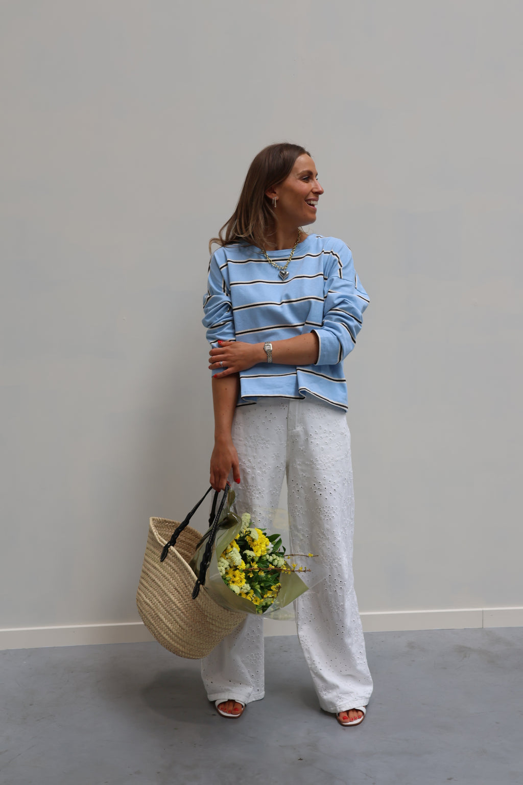 Bonnie gestreepte longsleeve blauw