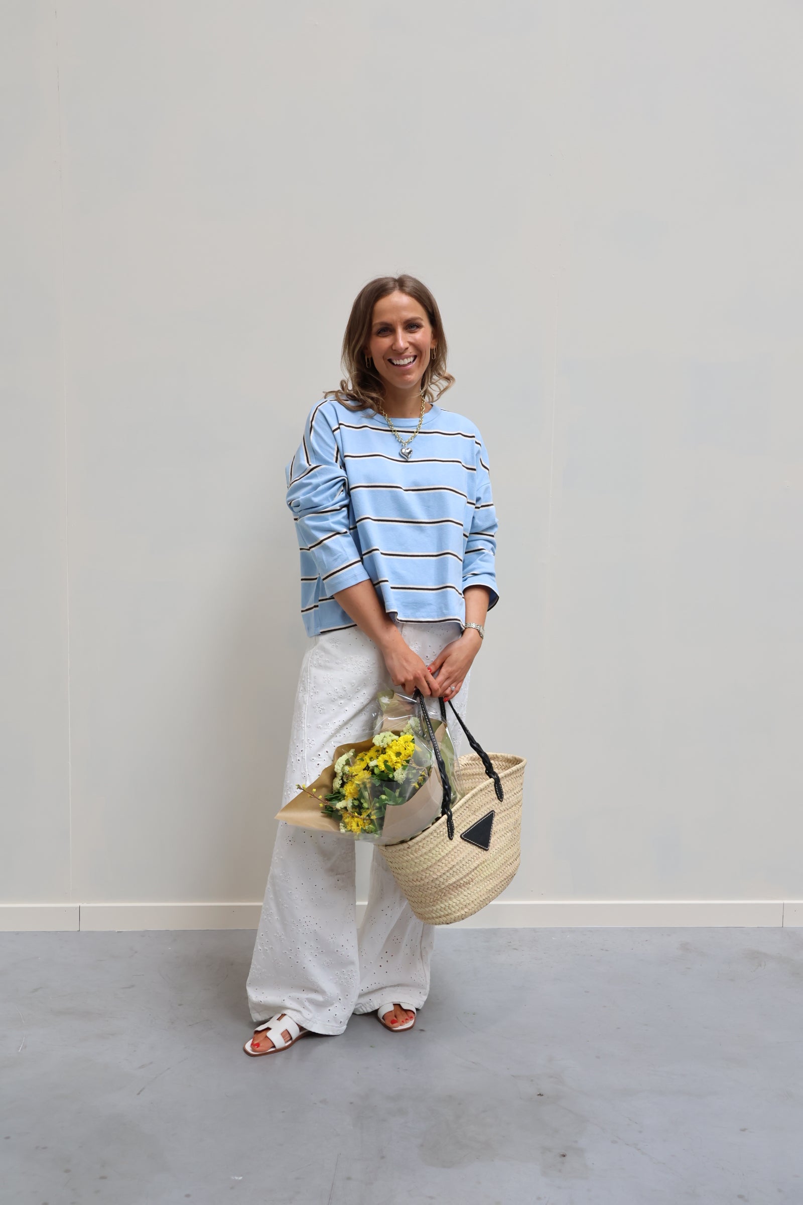 Bonnie gestreepte longsleeve blauw