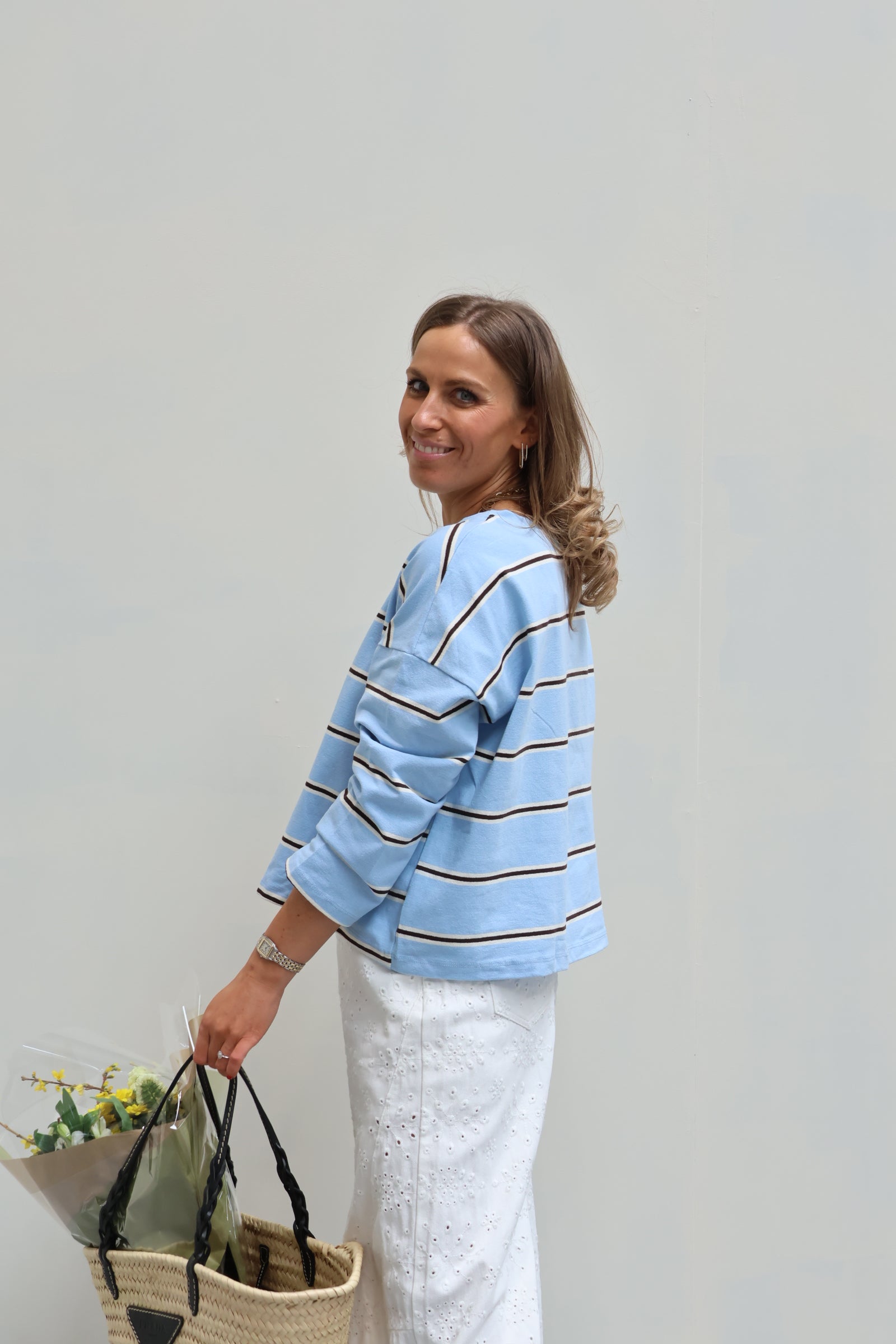 Bonnie gestreepte longsleeve blauw