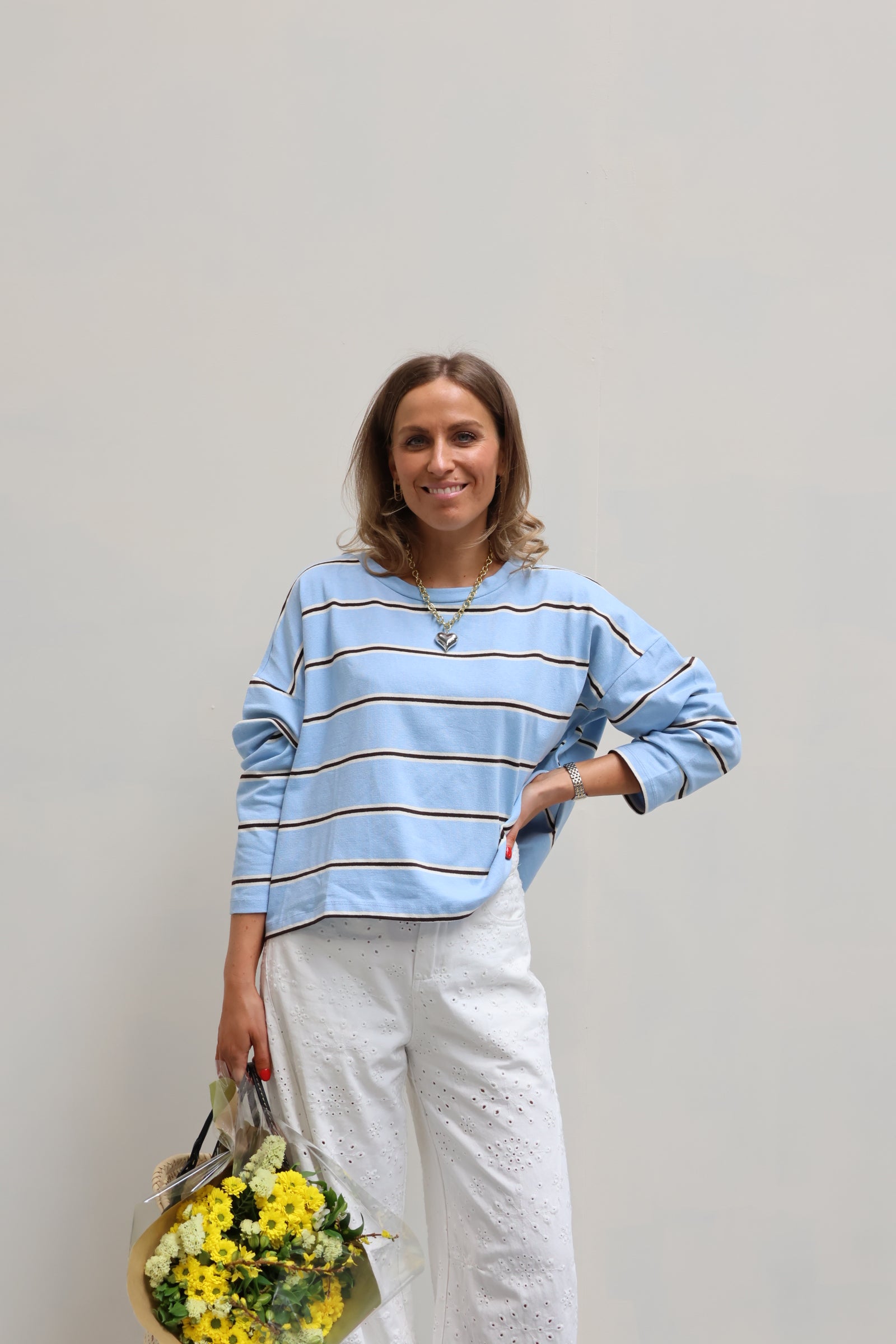 Bonnie gestreepte longsleeve blauw