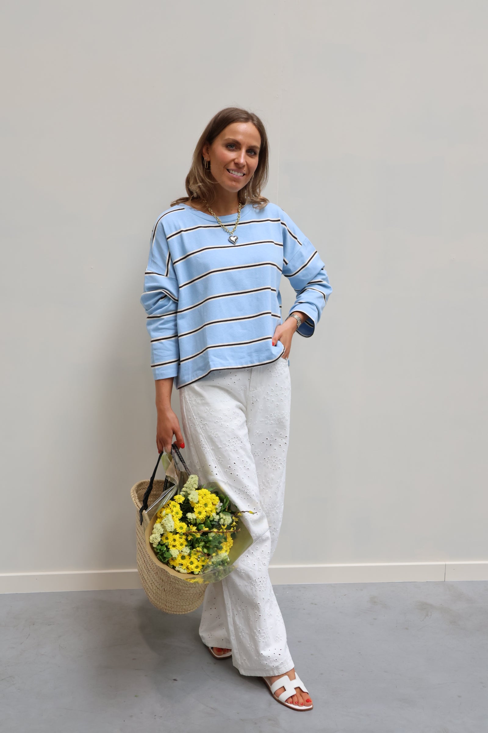 Bonnie gestreepte longsleeve blauw