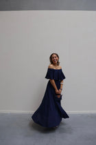 Belle off shoulder jurk marine