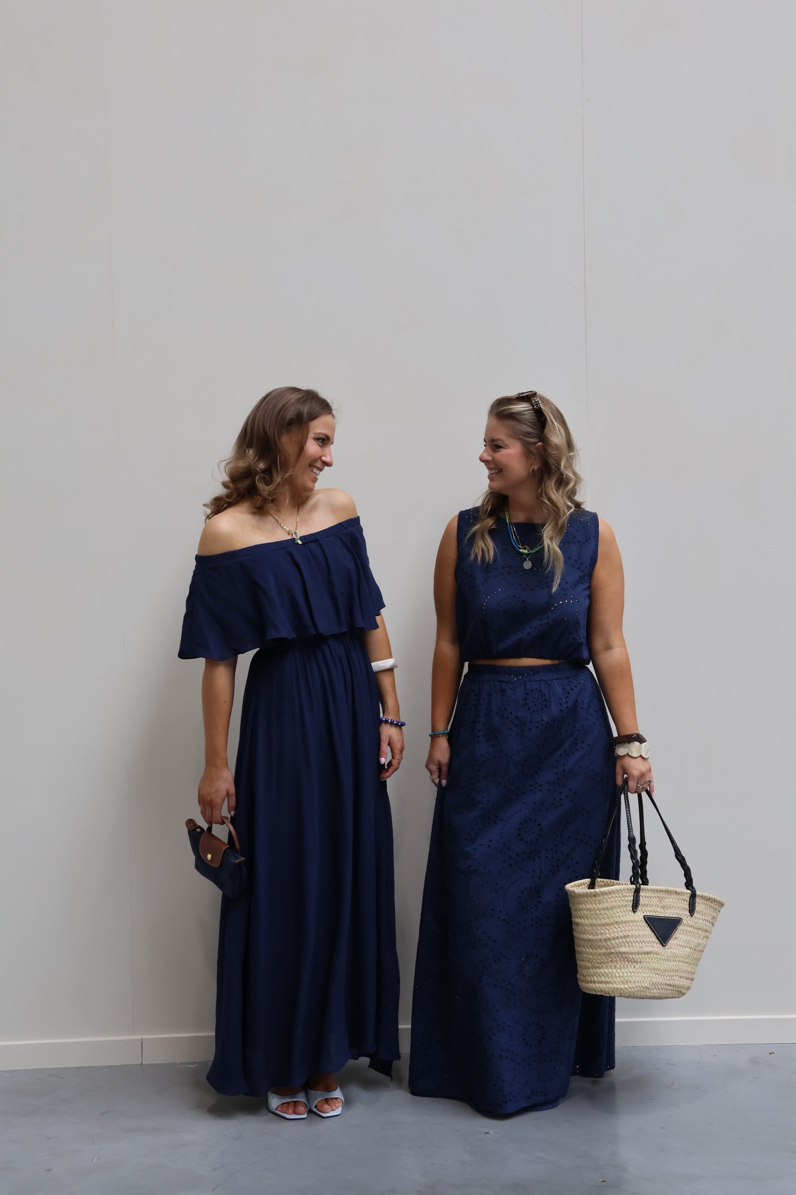 Belle off shoulder jurk marine