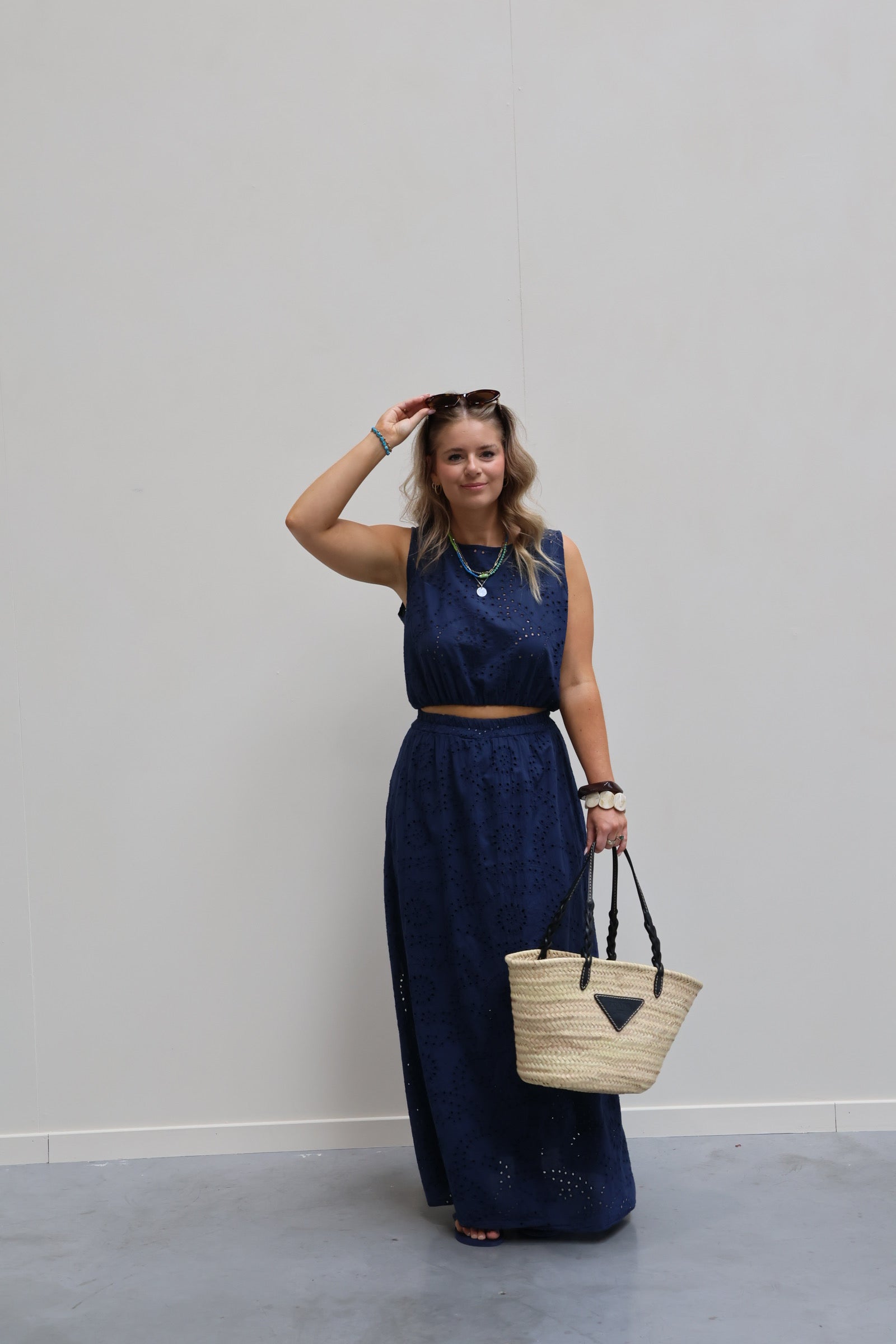 Olivia broderie set marine