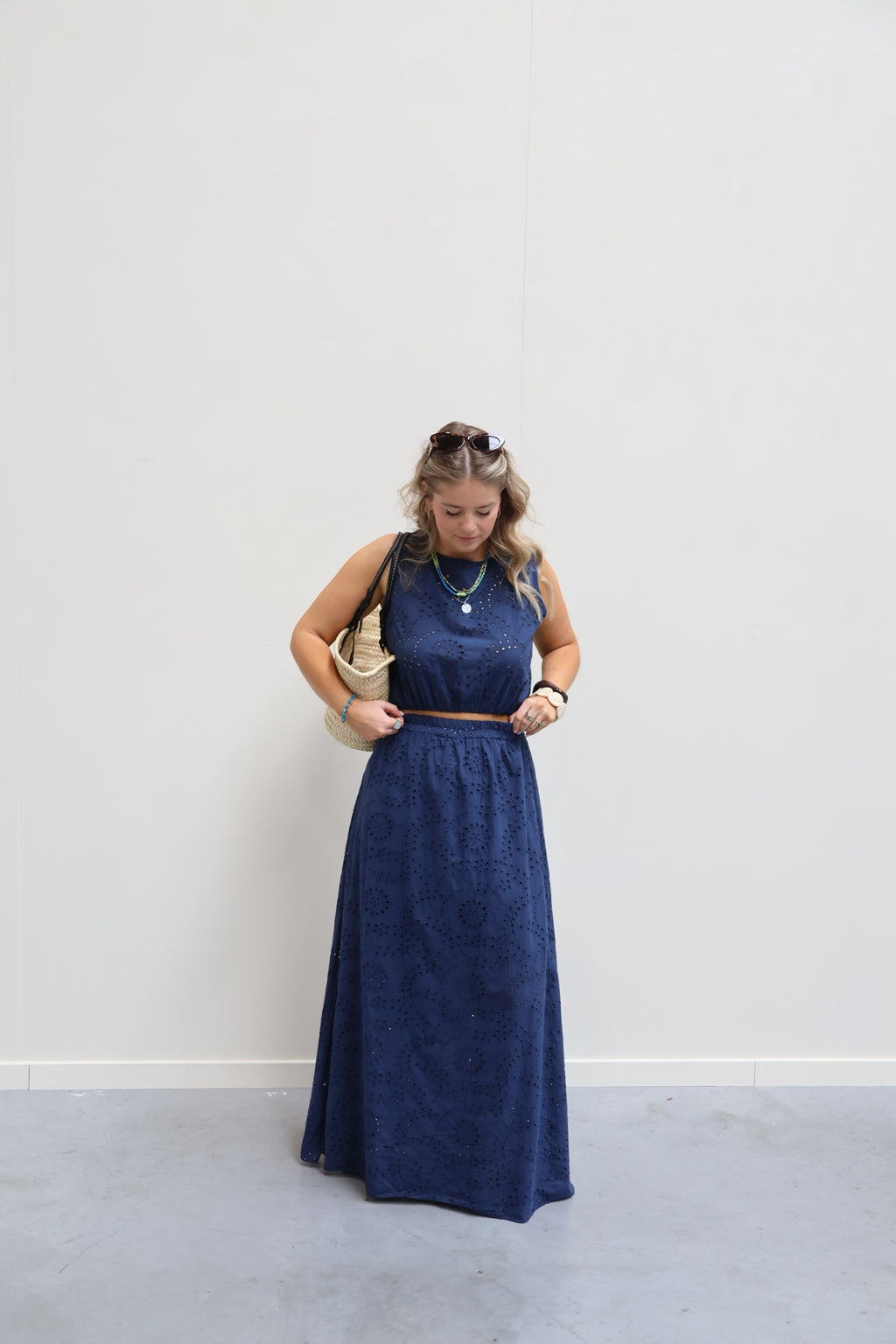 Olivia broderie set marine
