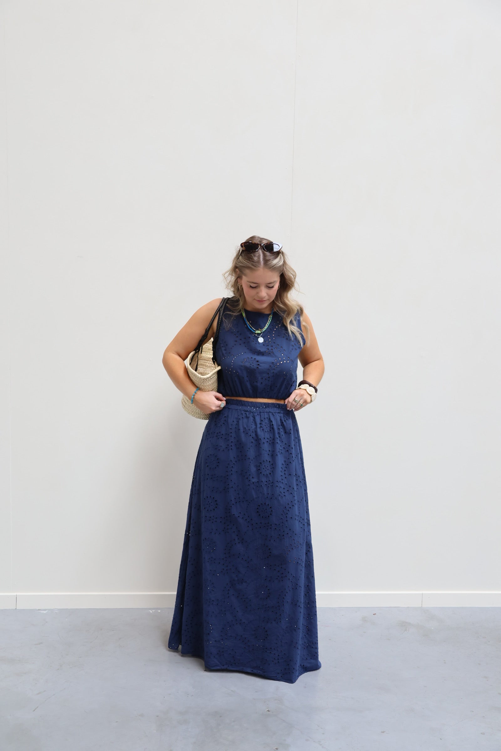 Olivia broderie set marine
