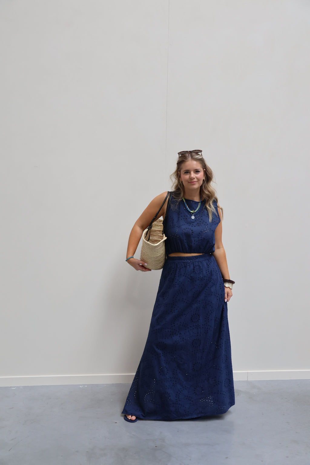 Olivia broderie set marine