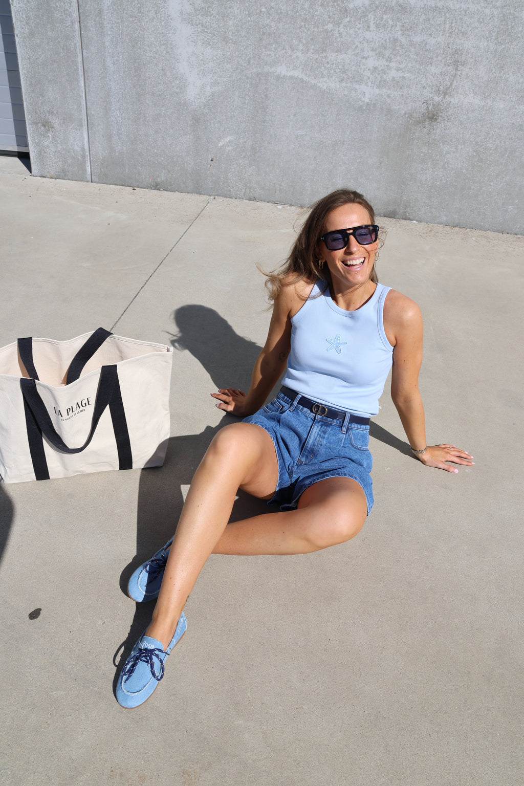 Tank top blauw met ster
