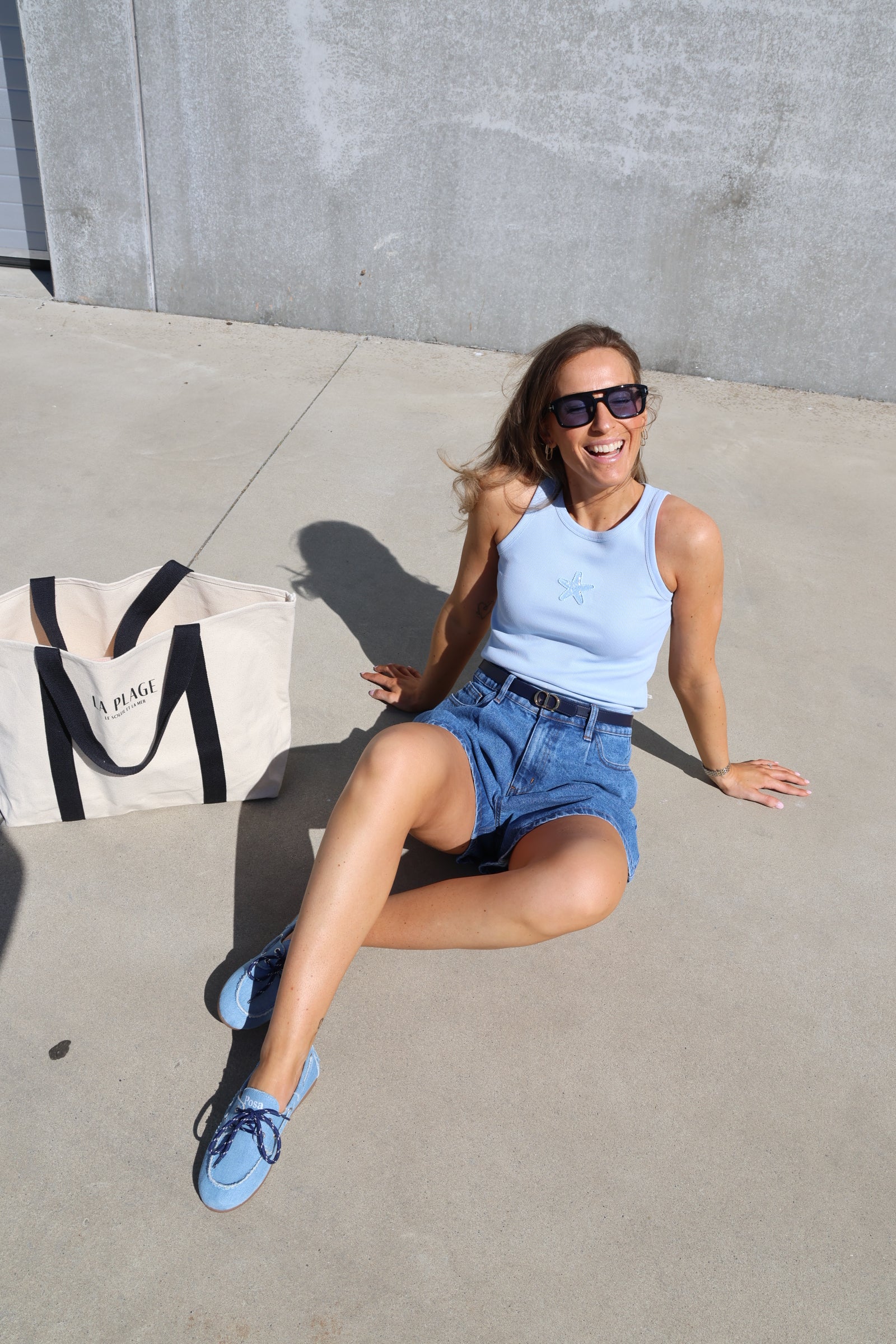 Tank top blauw met ster