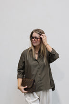 Ylana blouse met mouwdetail kaki