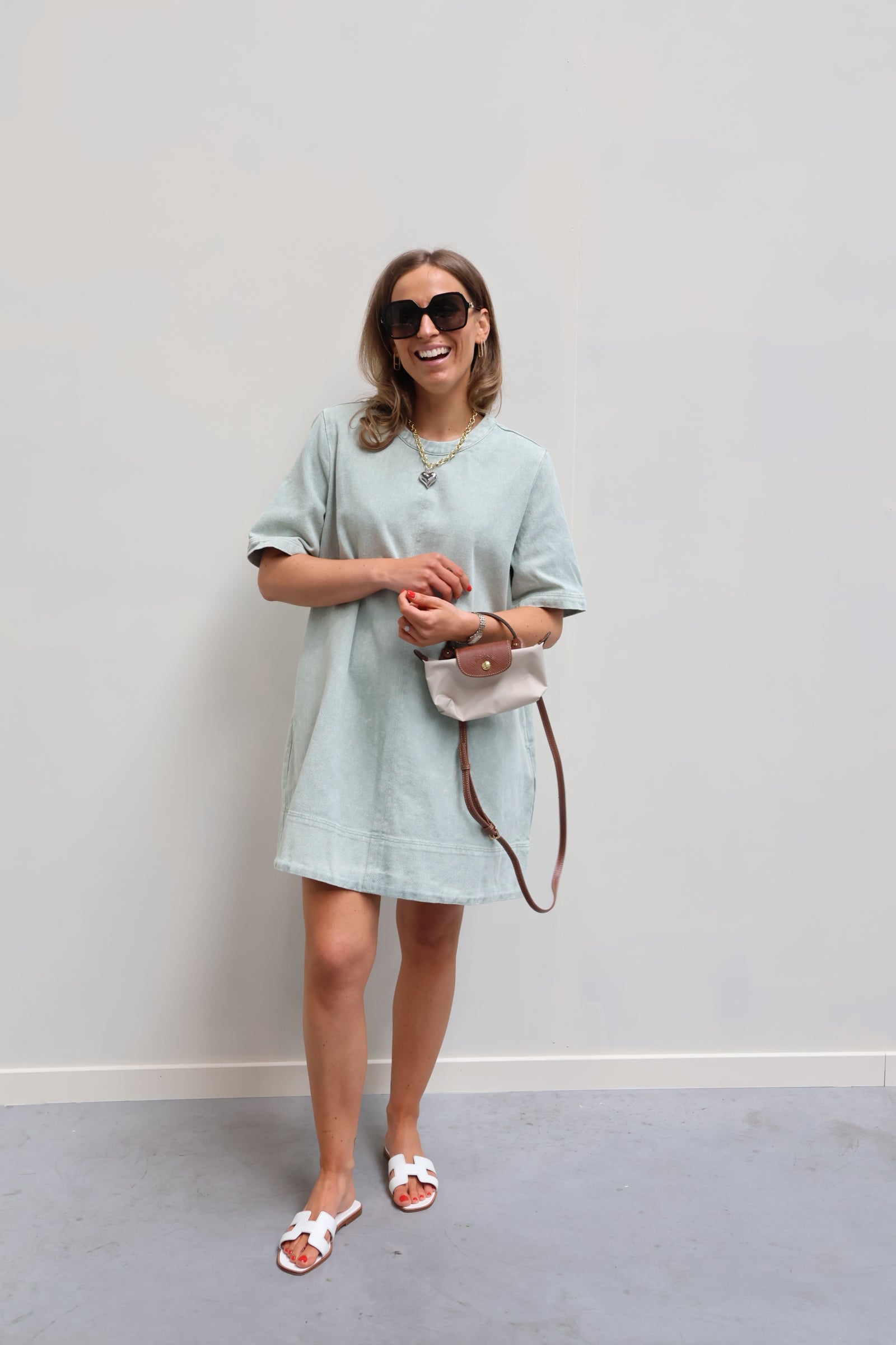 Alessia mintgroen jeanskleedje