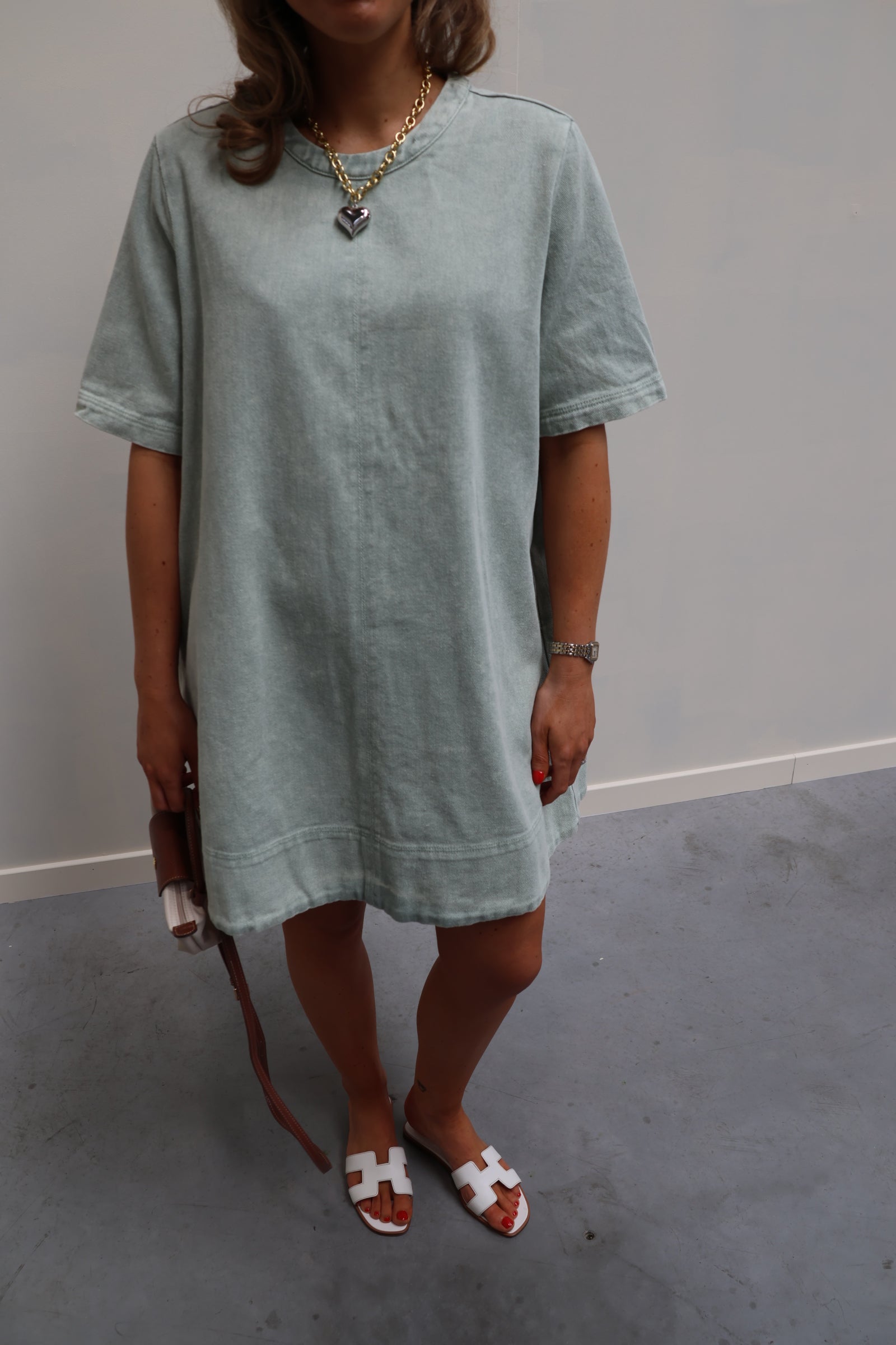 Alessia mintgroen jeanskleedje