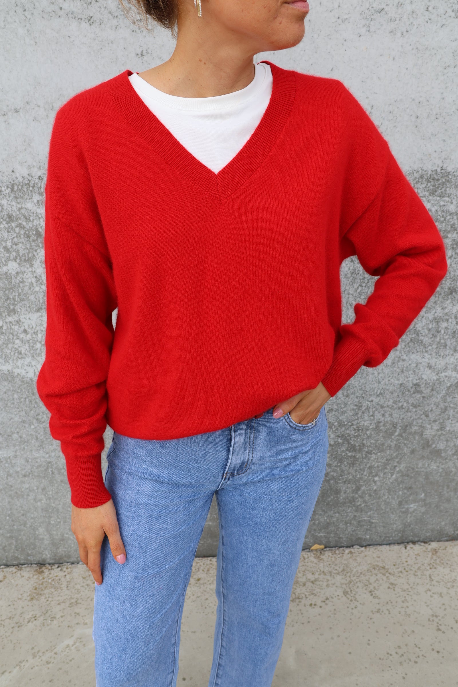 Manon V-neck knit rood