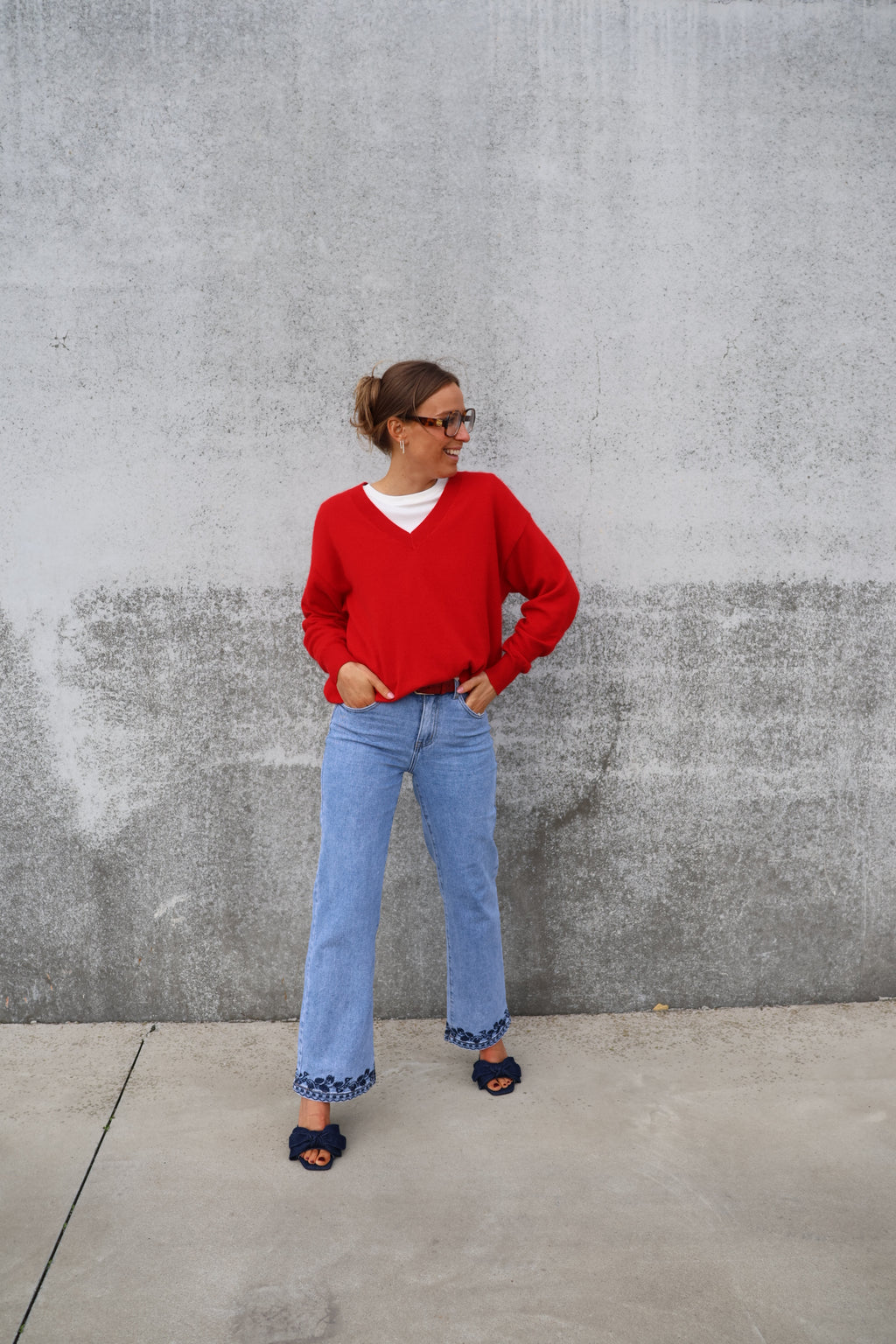 Manon V-neck knit rood