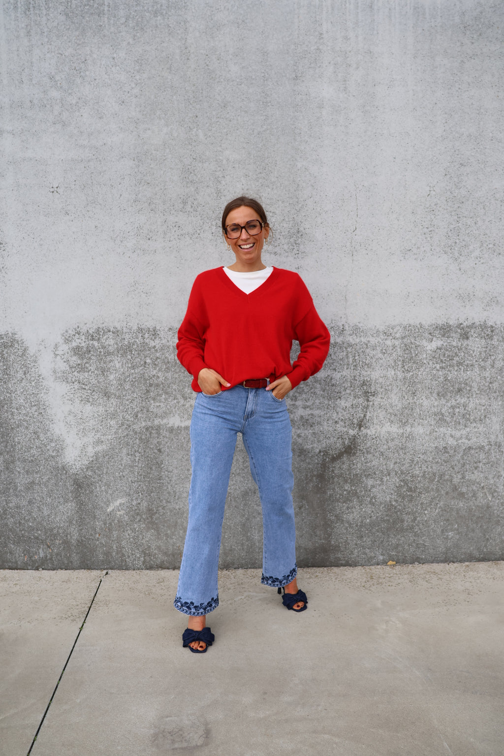 Manon V-neck knit rood