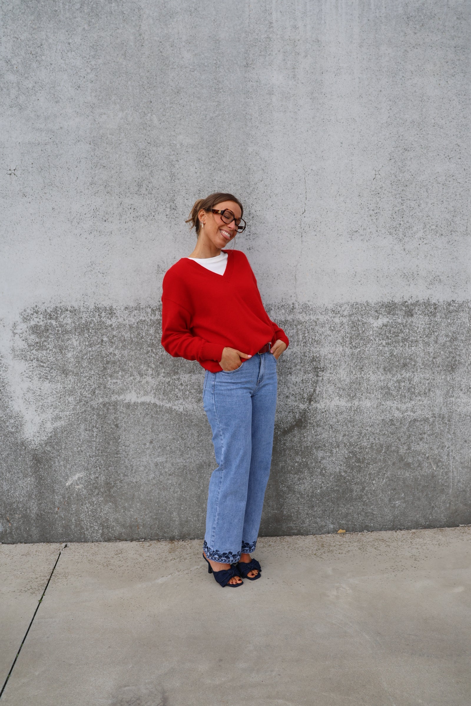 Manon V-neck knit rood