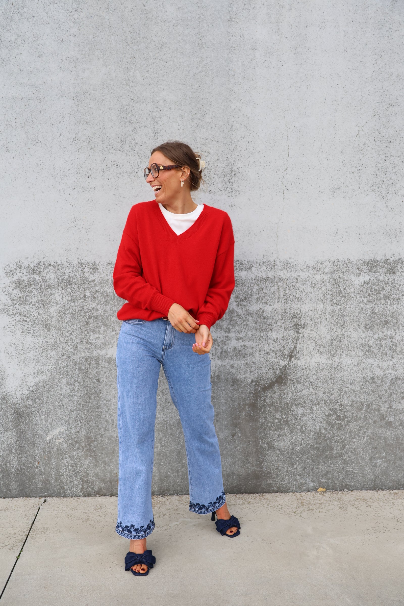 Manon V-neck knit rood