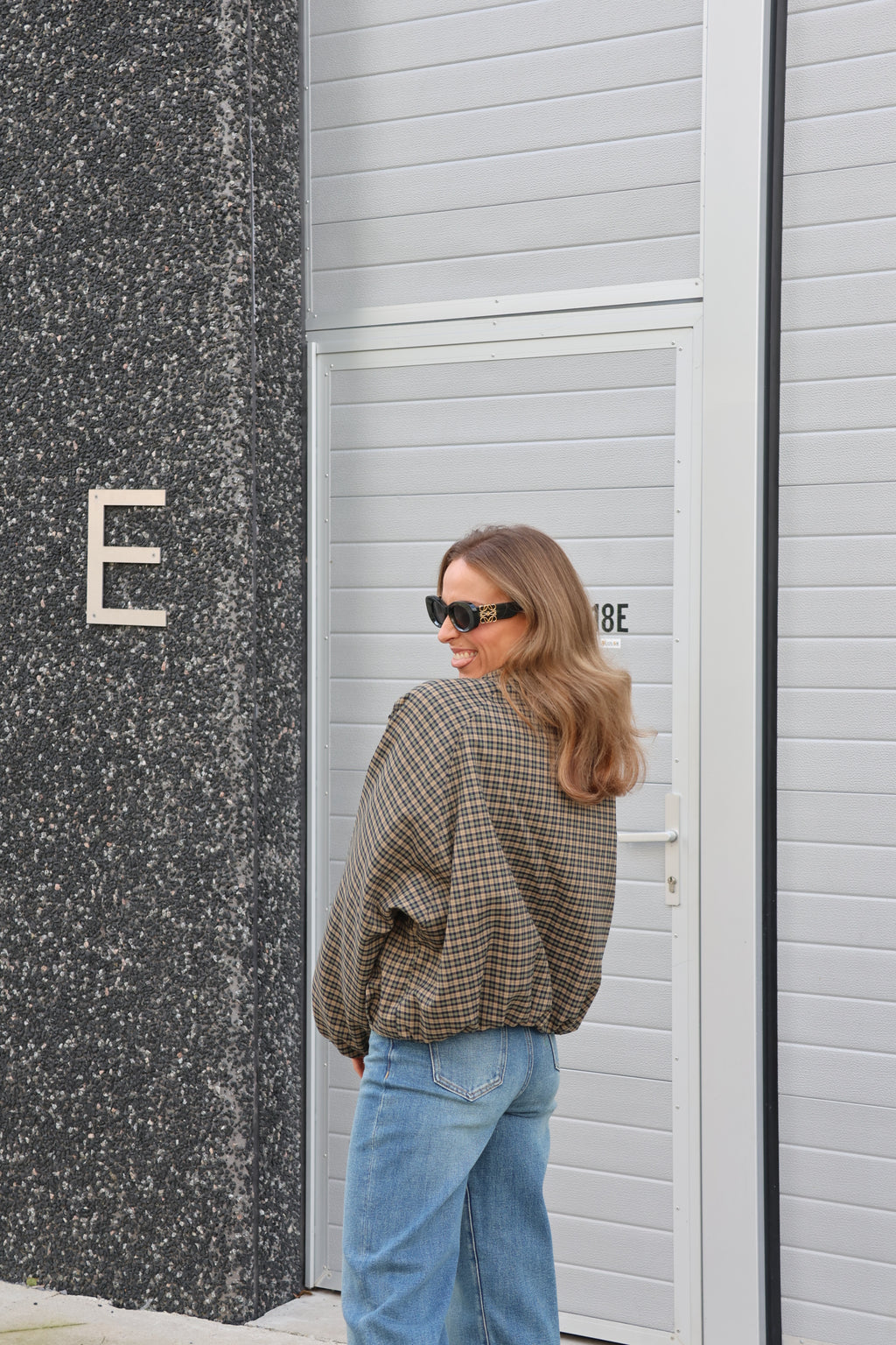 Tess carreaux bomberjasje beige/kaki