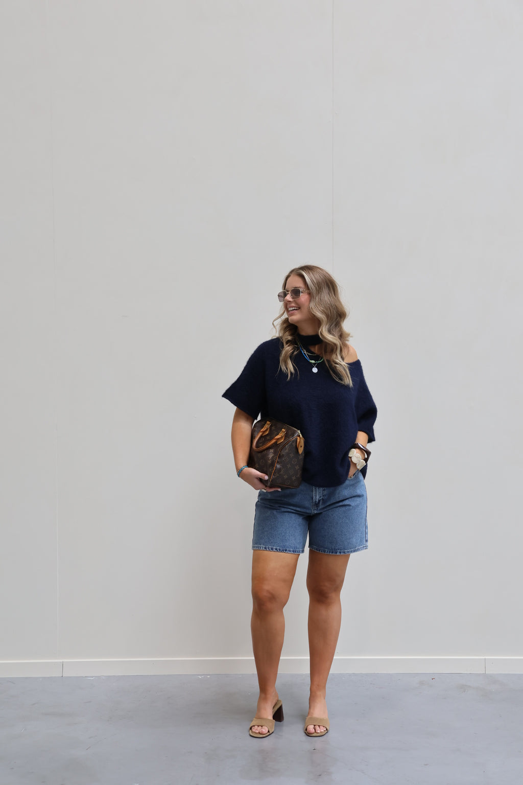 Tille knit met detail marine