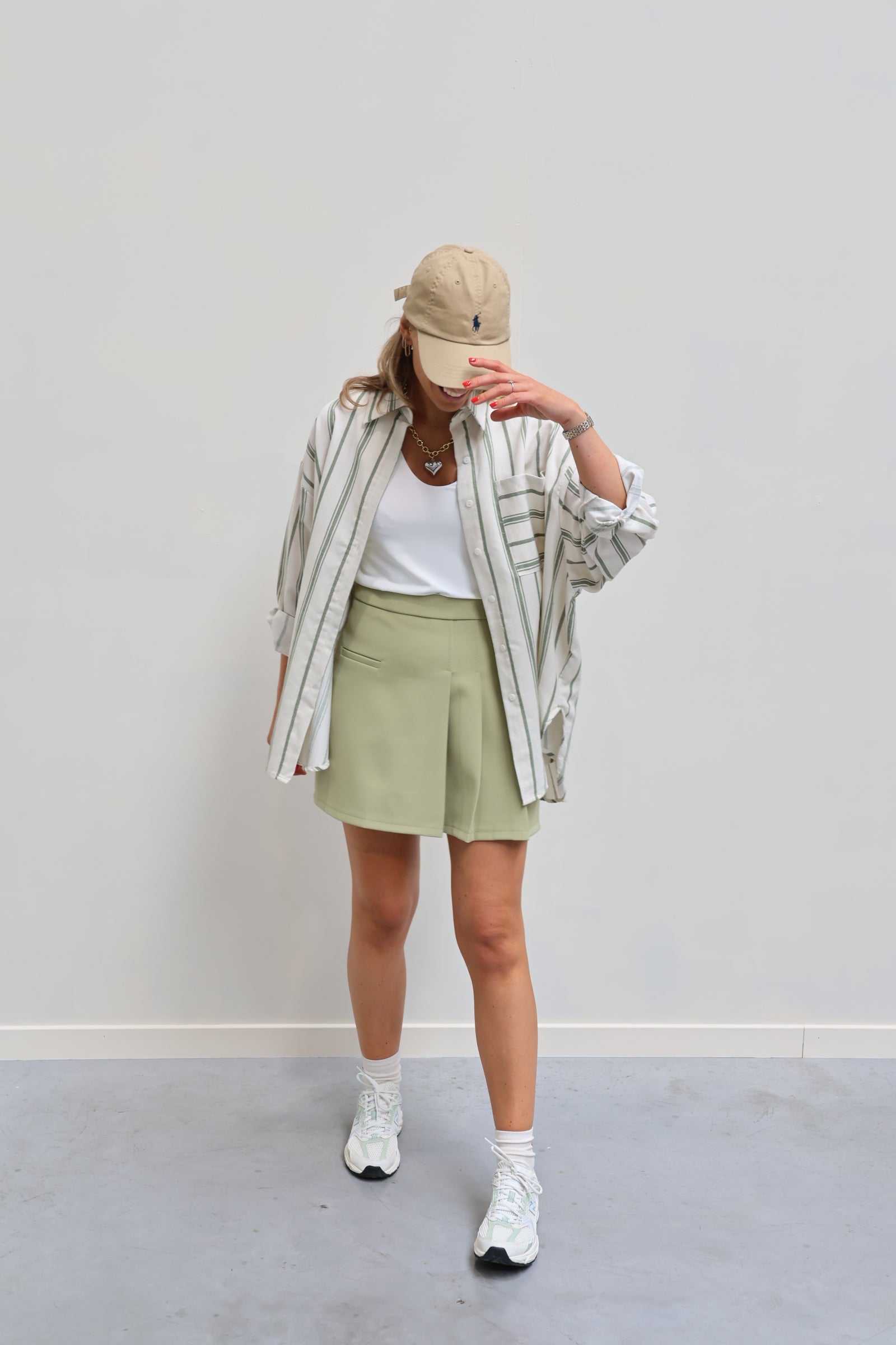 Laure gestreept hemd kaki