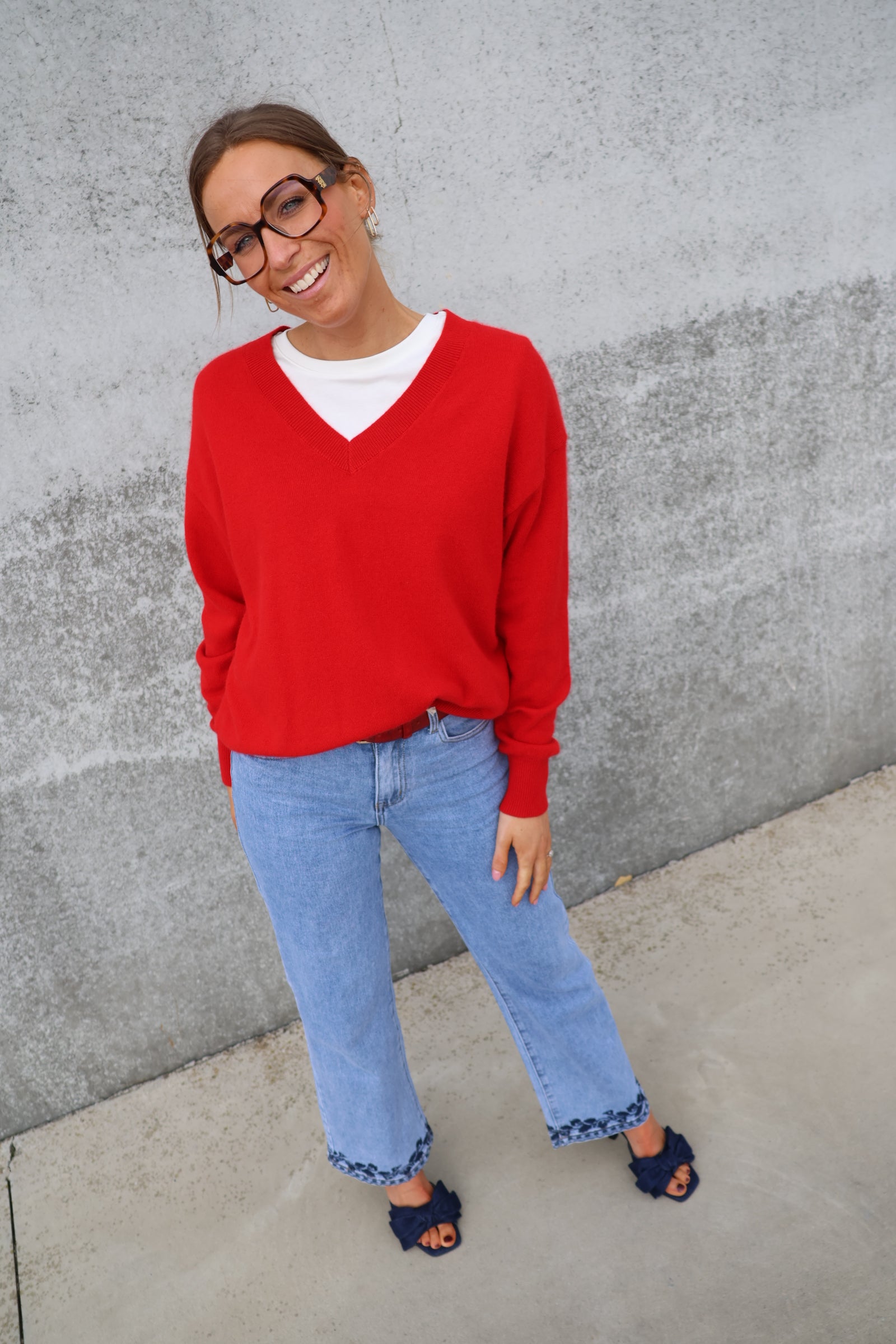 Manon V-neck knit rood